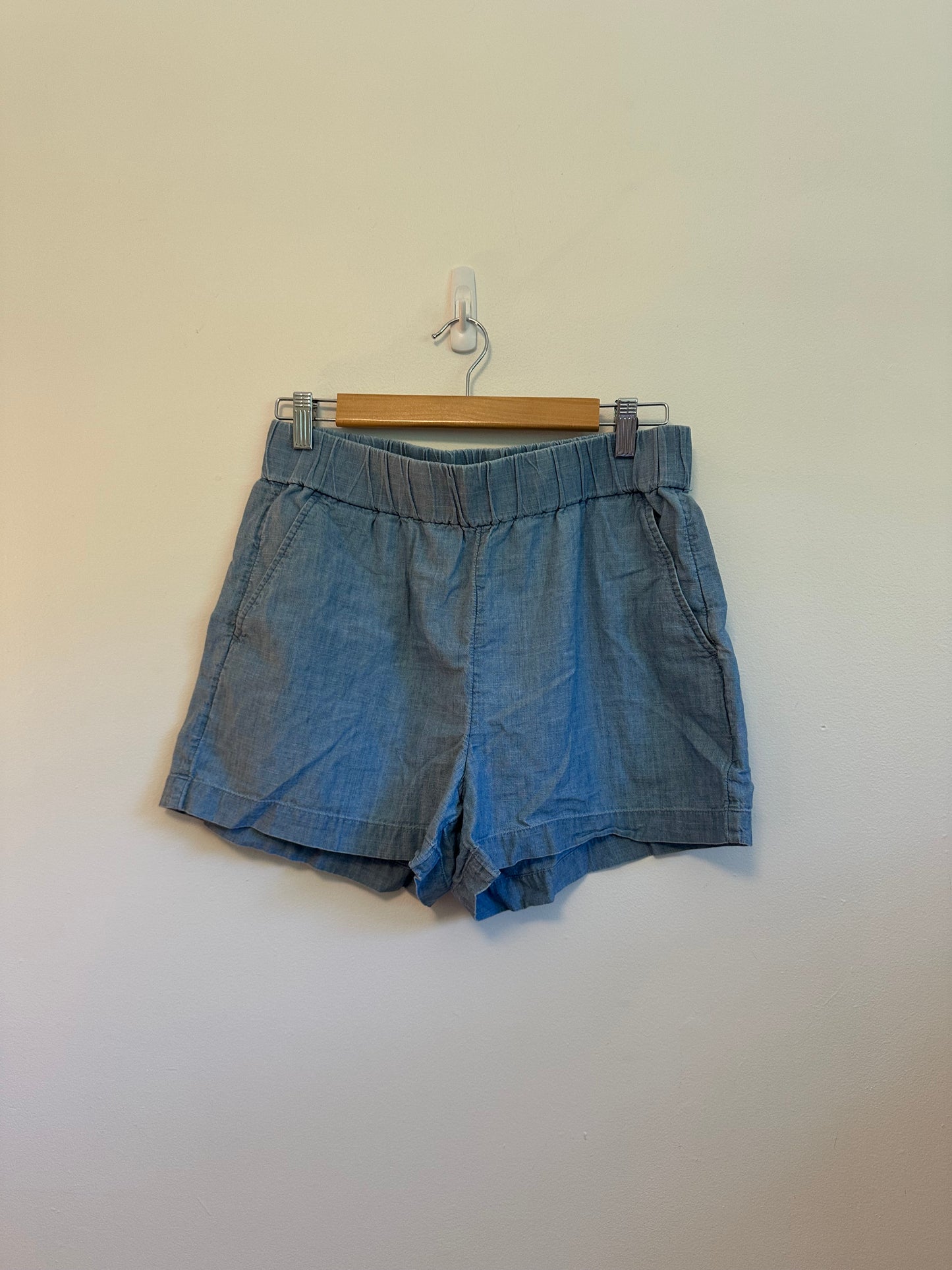 J. Crew Blue Chambray Cotton Elastic Waist Pull On Shorts | Size Small