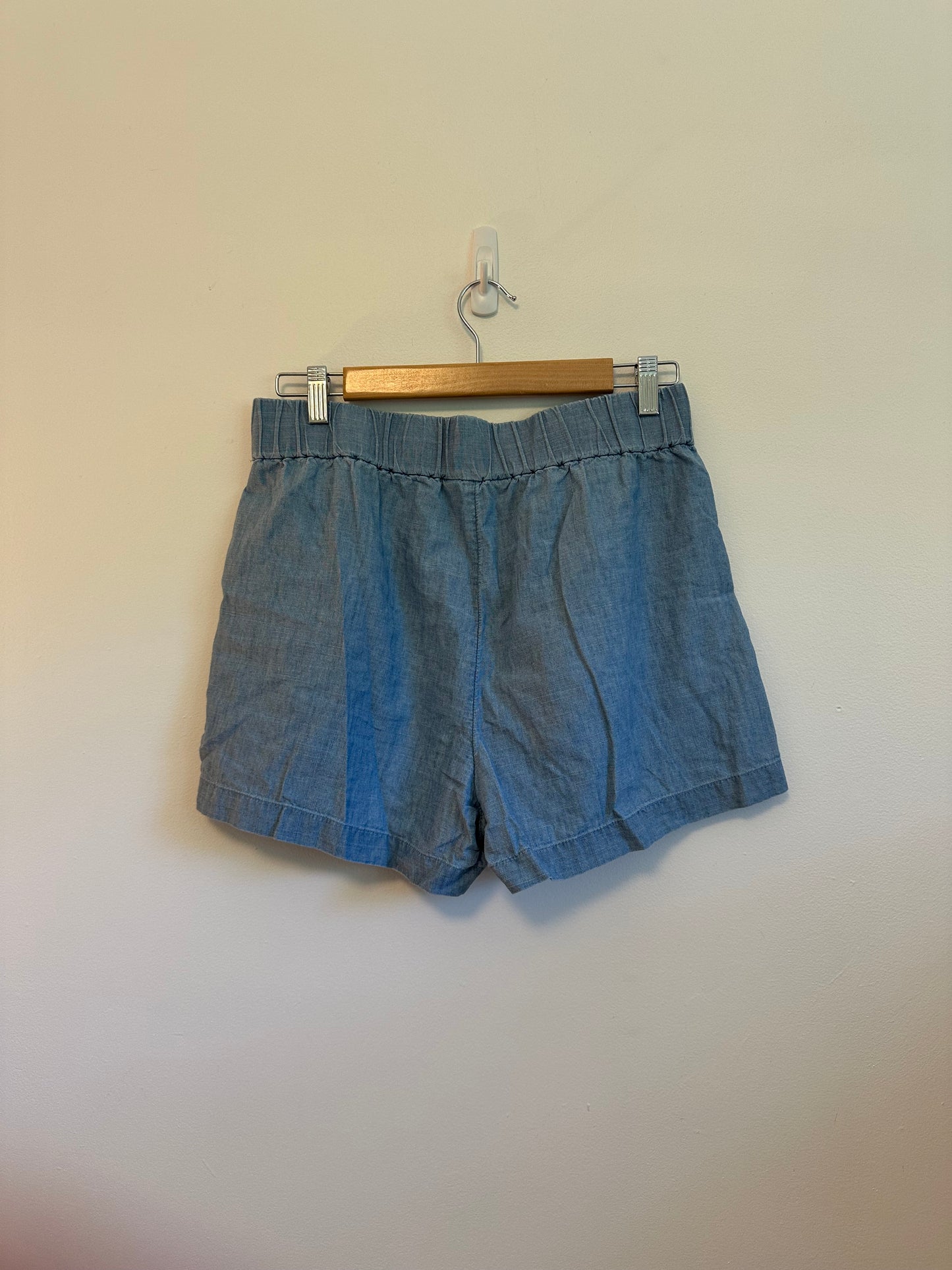 J. Crew Blue Chambray Cotton Elastic Waist Pull On Shorts | Size Small