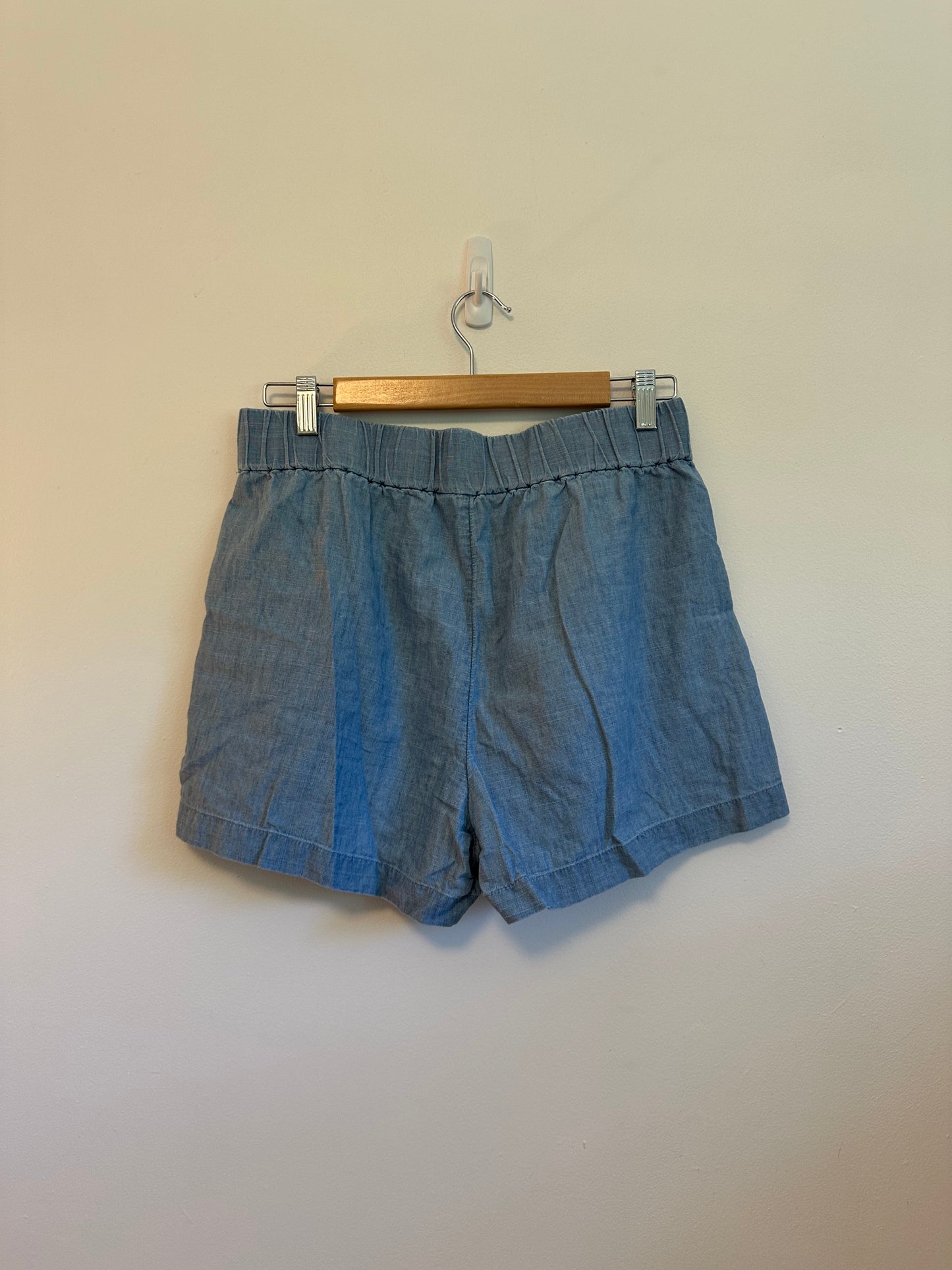J. Crew Blue Chambray Cotton Elastic Waist Pull On Shorts | Size Small