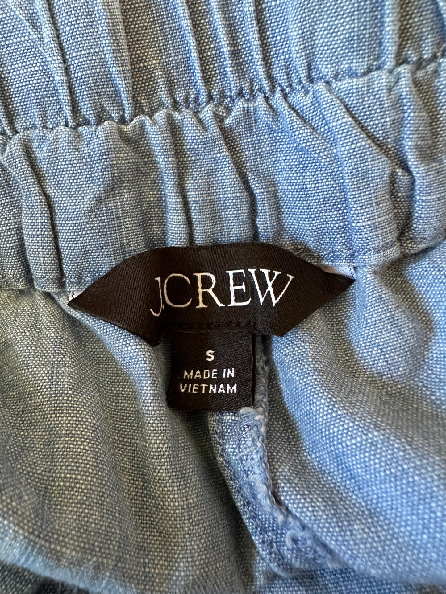 J. Crew Blue Chambray Cotton Elastic Waist Pull On Shorts | Size Small
