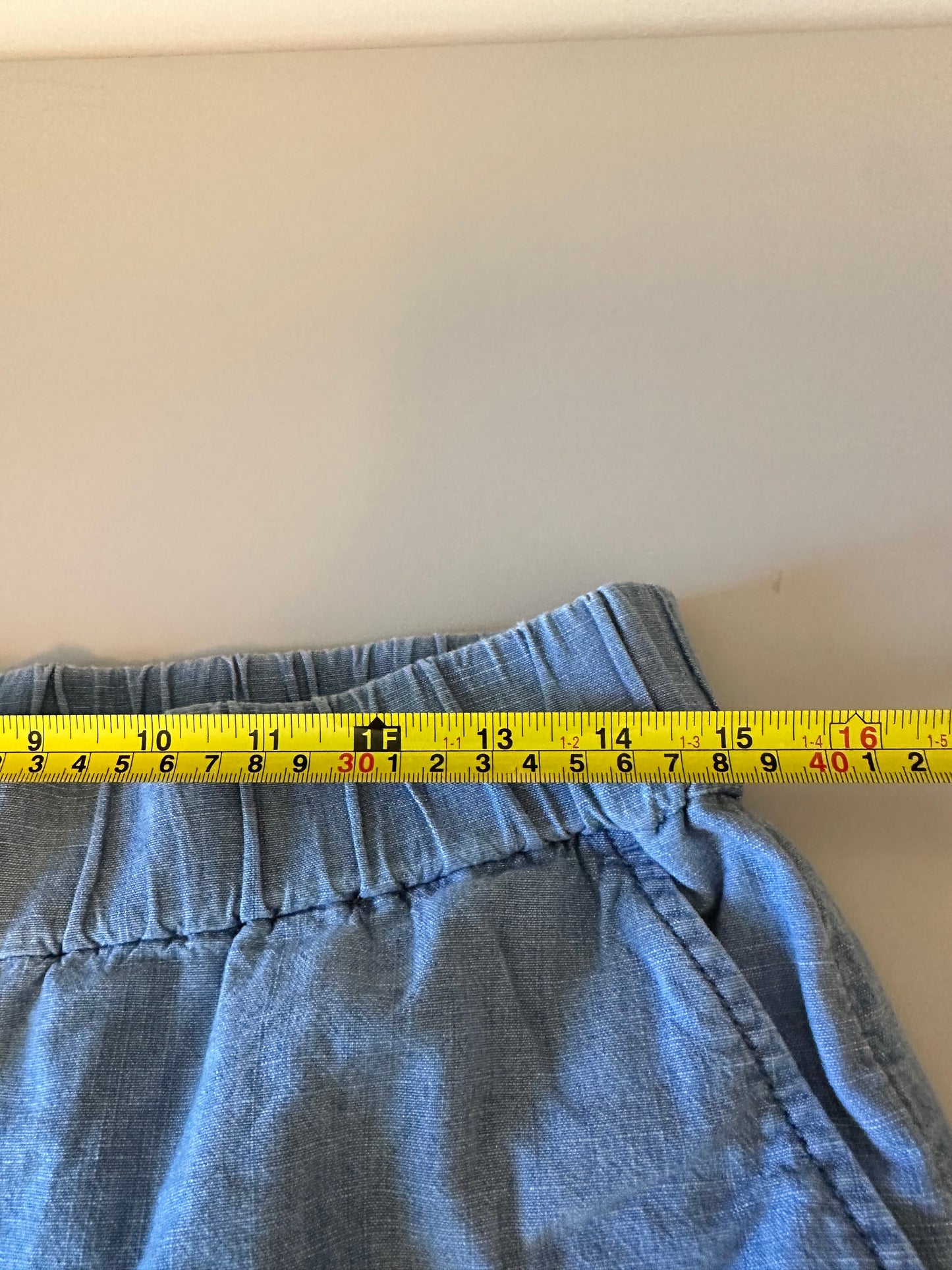 J. Crew Blue Chambray Cotton Elastic Waist Pull On Shorts | Size Small
