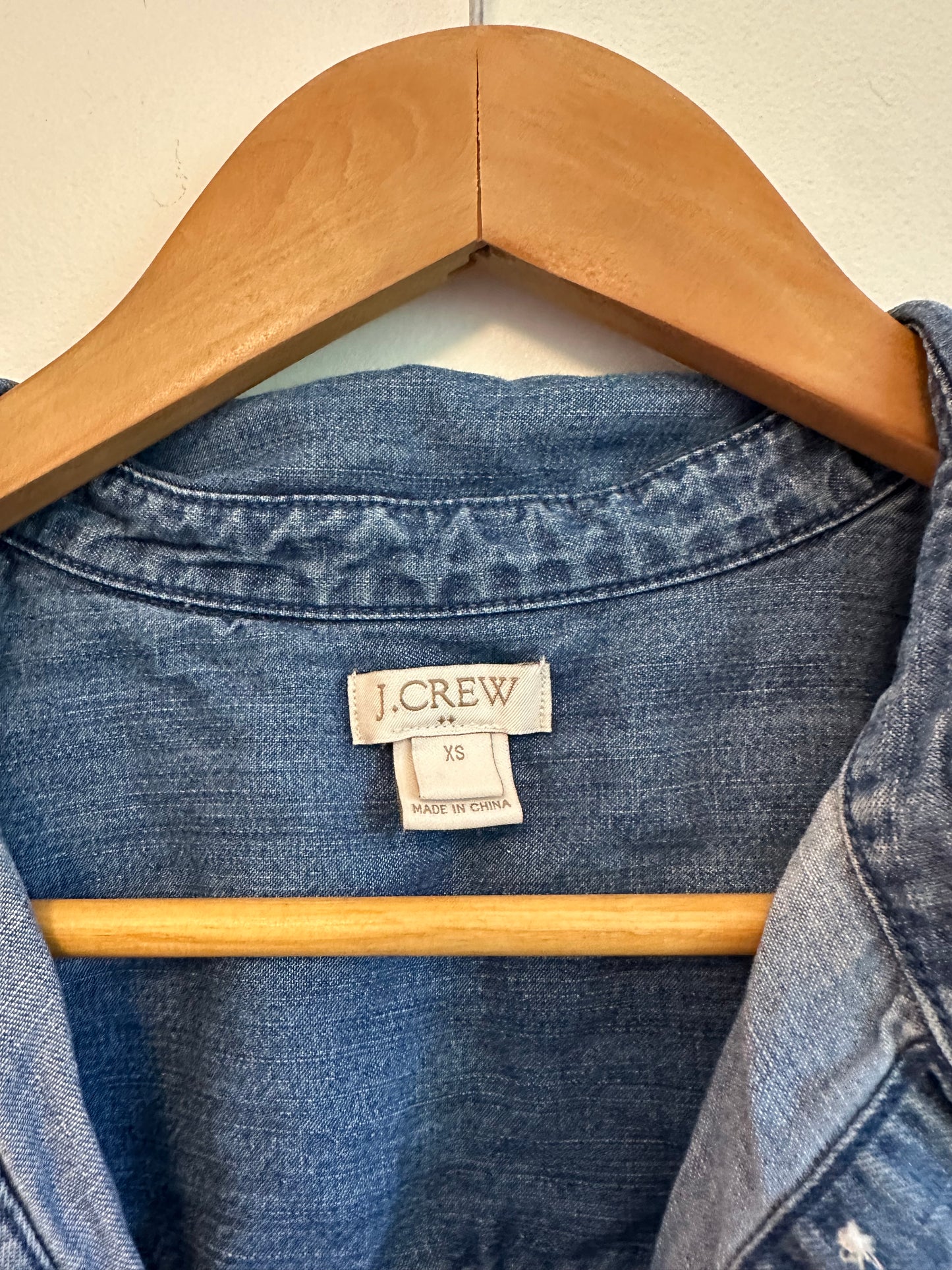 J. Crew Sleeveless Denim Shirt Dress in Blue Lyocell Cotton | Size XS