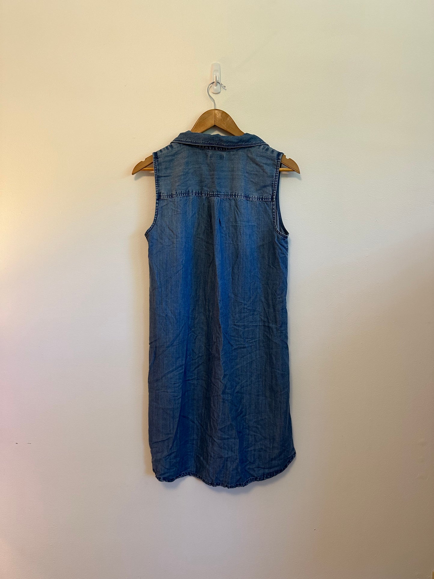 J. Crew Sleeveless Denim Shirt Dress in Blue Lyocell Cotton | Size XS