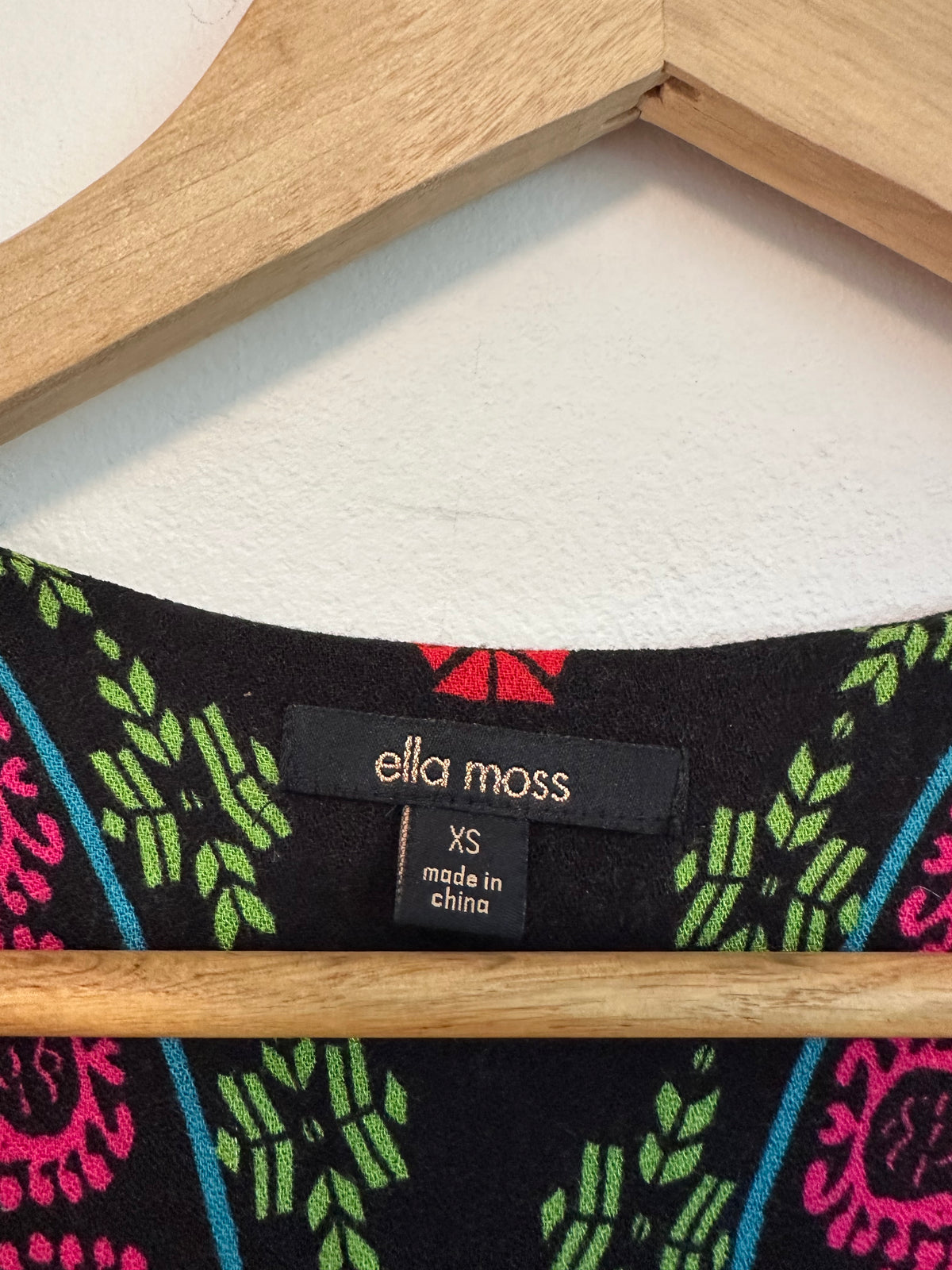 Ella Moss Boho Geometric Floral V-Neck Multicolor Blouse | Size XS