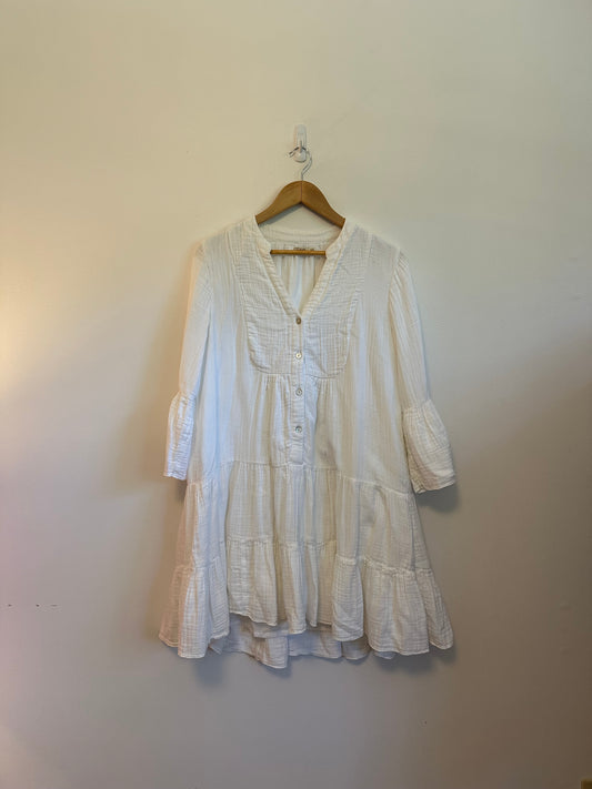 Faherty Dream Cotton Gauze Kasey Dress in White | Size XS
