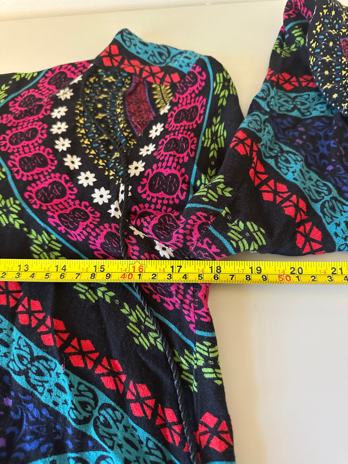 Ella Moss Boho Geometric Floral V-Neck Multicolor Blouse | Size XS