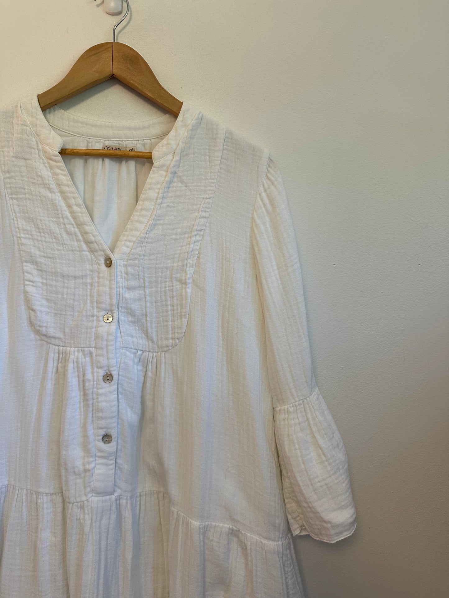 Faherty Dream Cotton Gauze Kasey Dress in White | Size XS