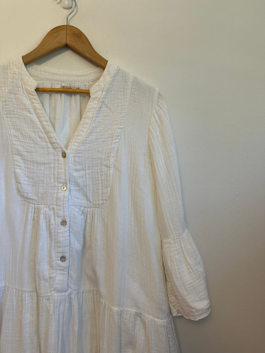 Faherty Dream Cotton Gauze Kasey Dress in White | Size XS