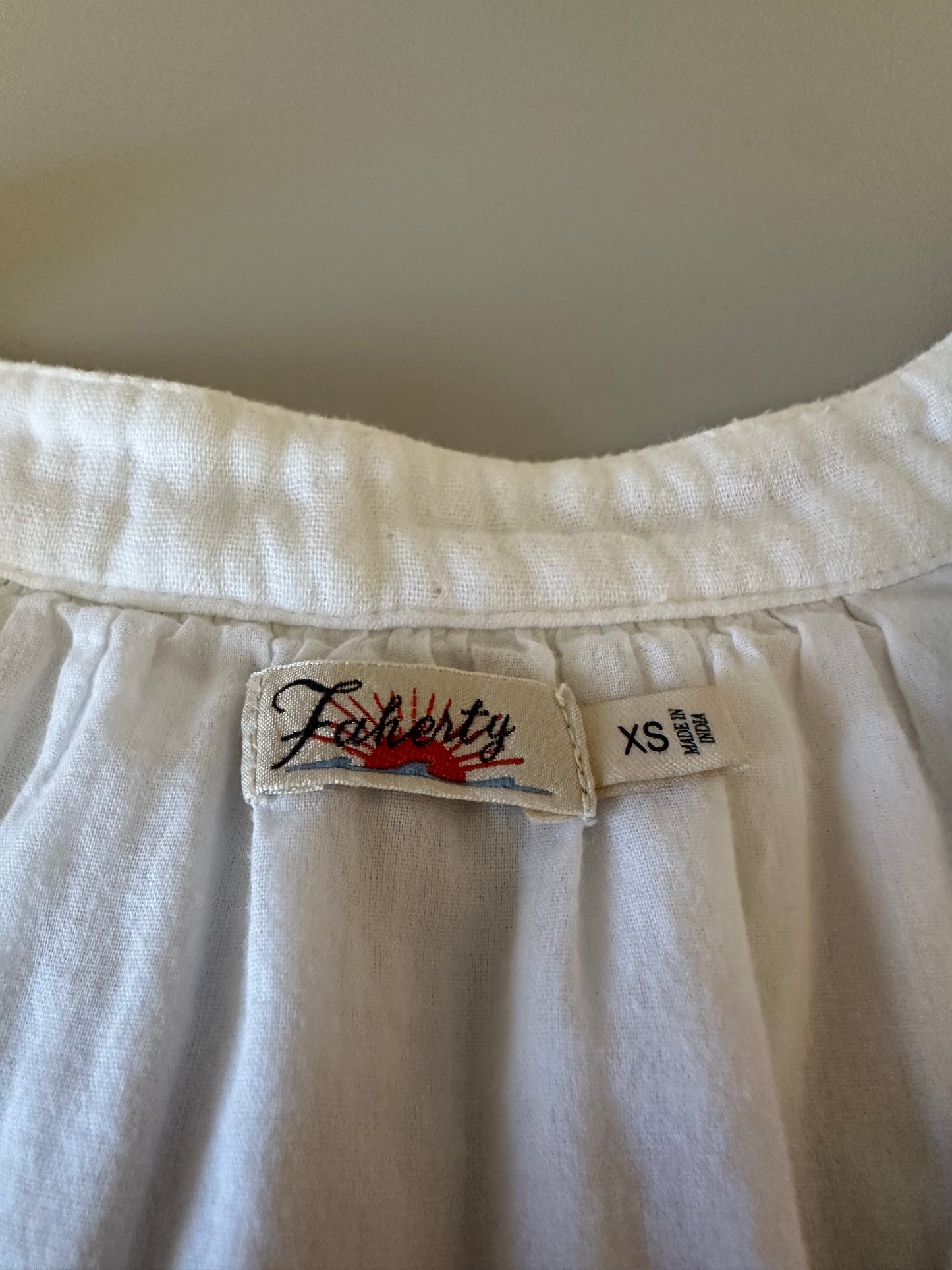 Faherty Dream Cotton Gauze Kasey Dress in White | Size XS