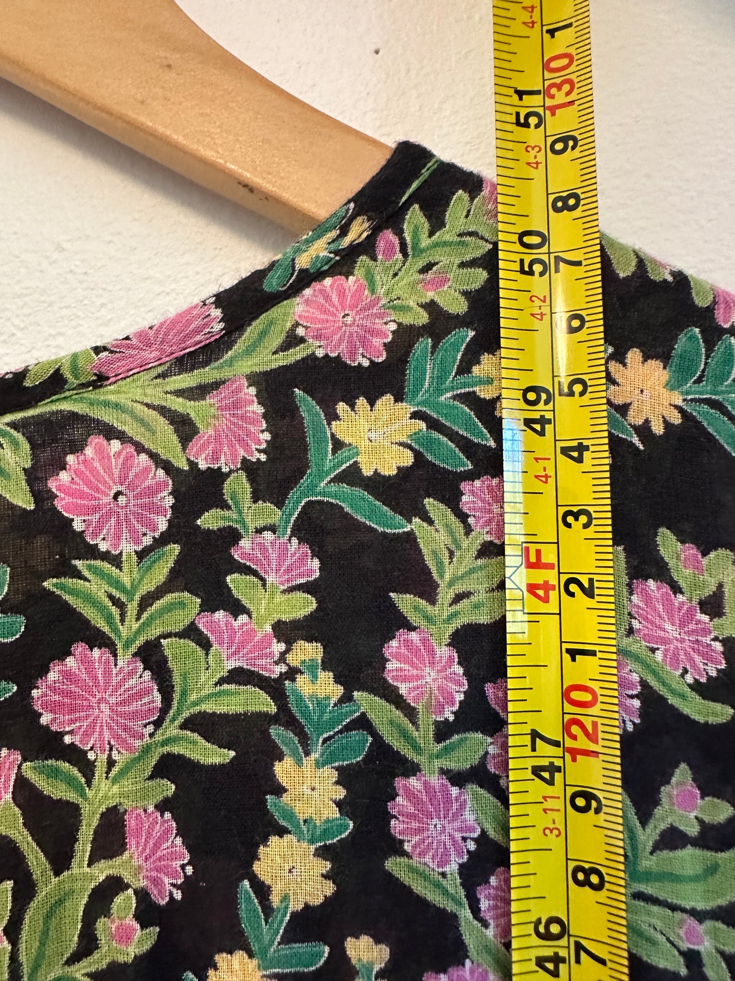 Banjanan Iris Black Floral Smocked Ruffle Tiered Maxi Dress | Size Small