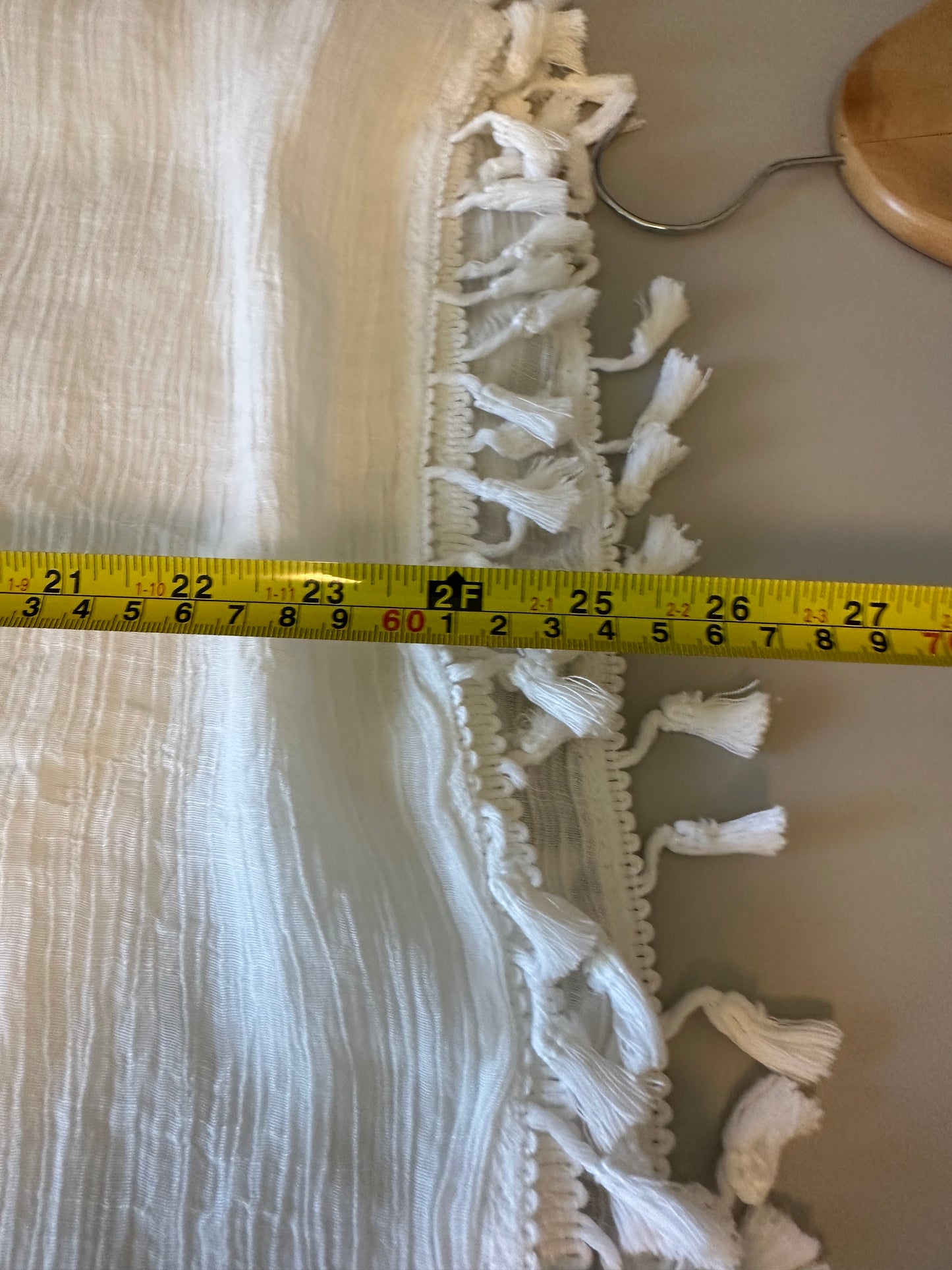 White Gauze Lightweight Tassel Fringe Crinkle Wrap Scarf | One Size