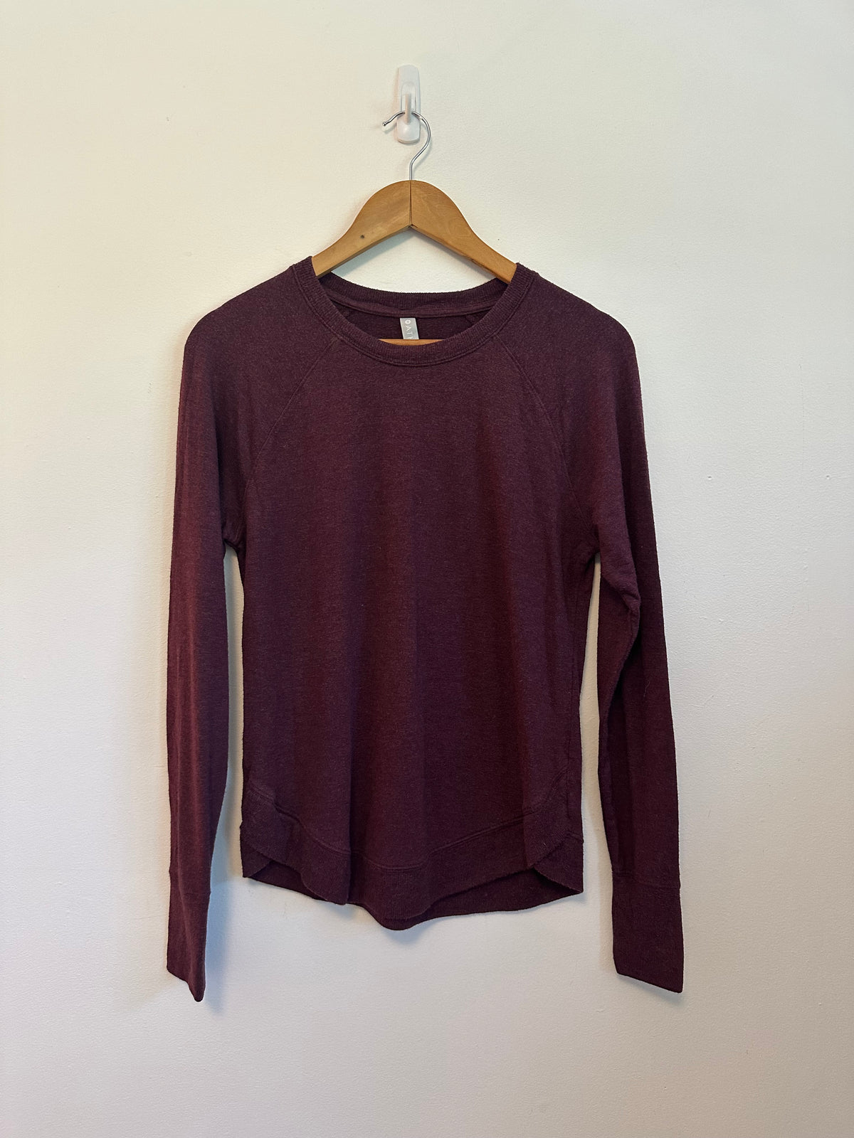 Athleta Burgundy Heathered Modal Raglan Long Sleeve Top | Size Small