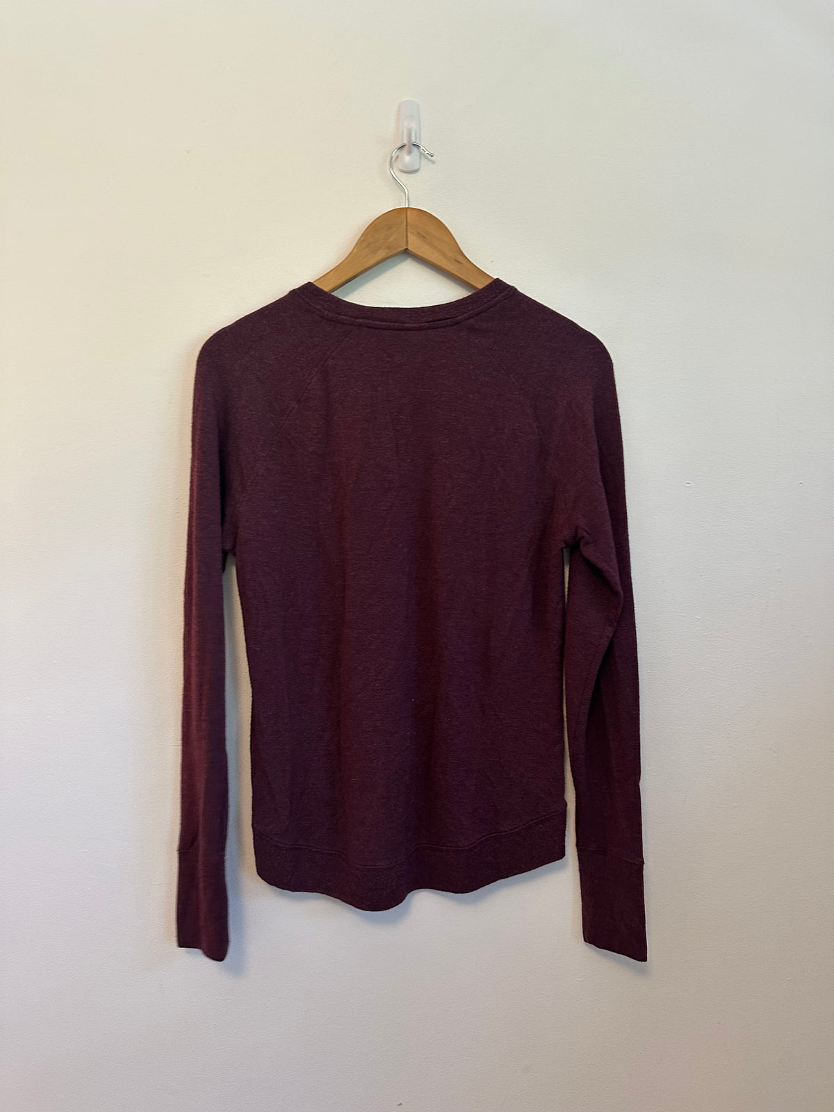 Athleta Burgundy Heathered Modal Raglan Long Sleeve Top | Size Small