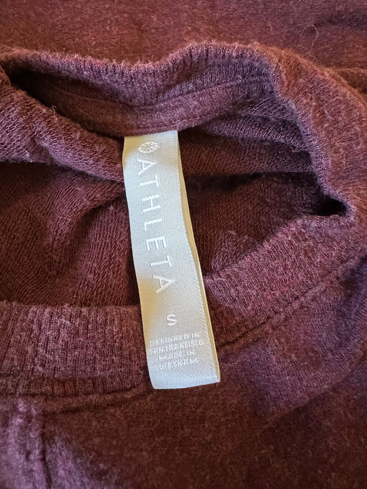 Athleta Burgundy Heathered Modal Raglan Long Sleeve Top | Size Small