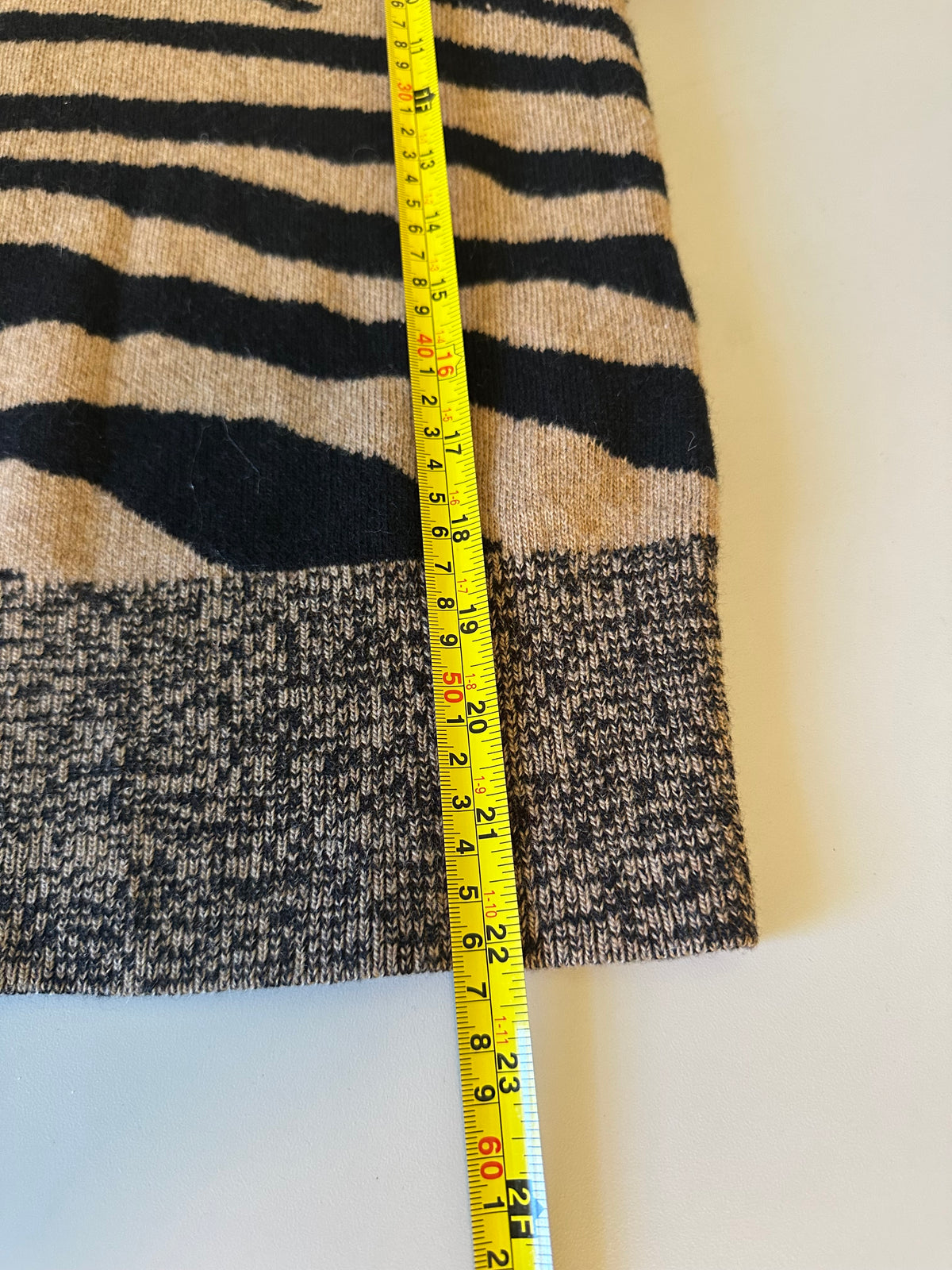 Banana Republic Italian Merino Blend Zebra Print Sweater in Tan and Black | Size Small