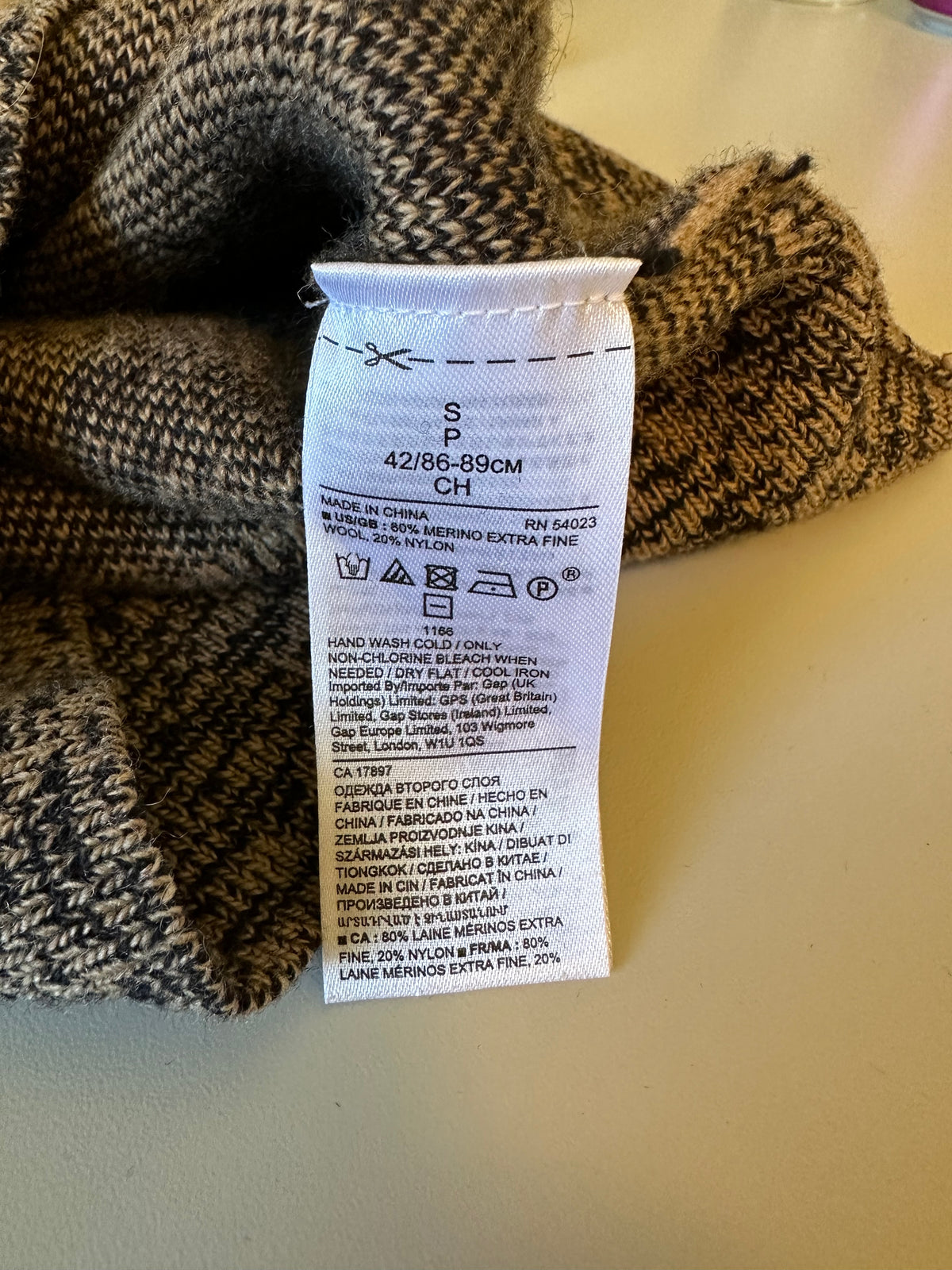 Banana Republic Italian Merino Blend Zebra Print Sweater in Tan and Black | Size Small