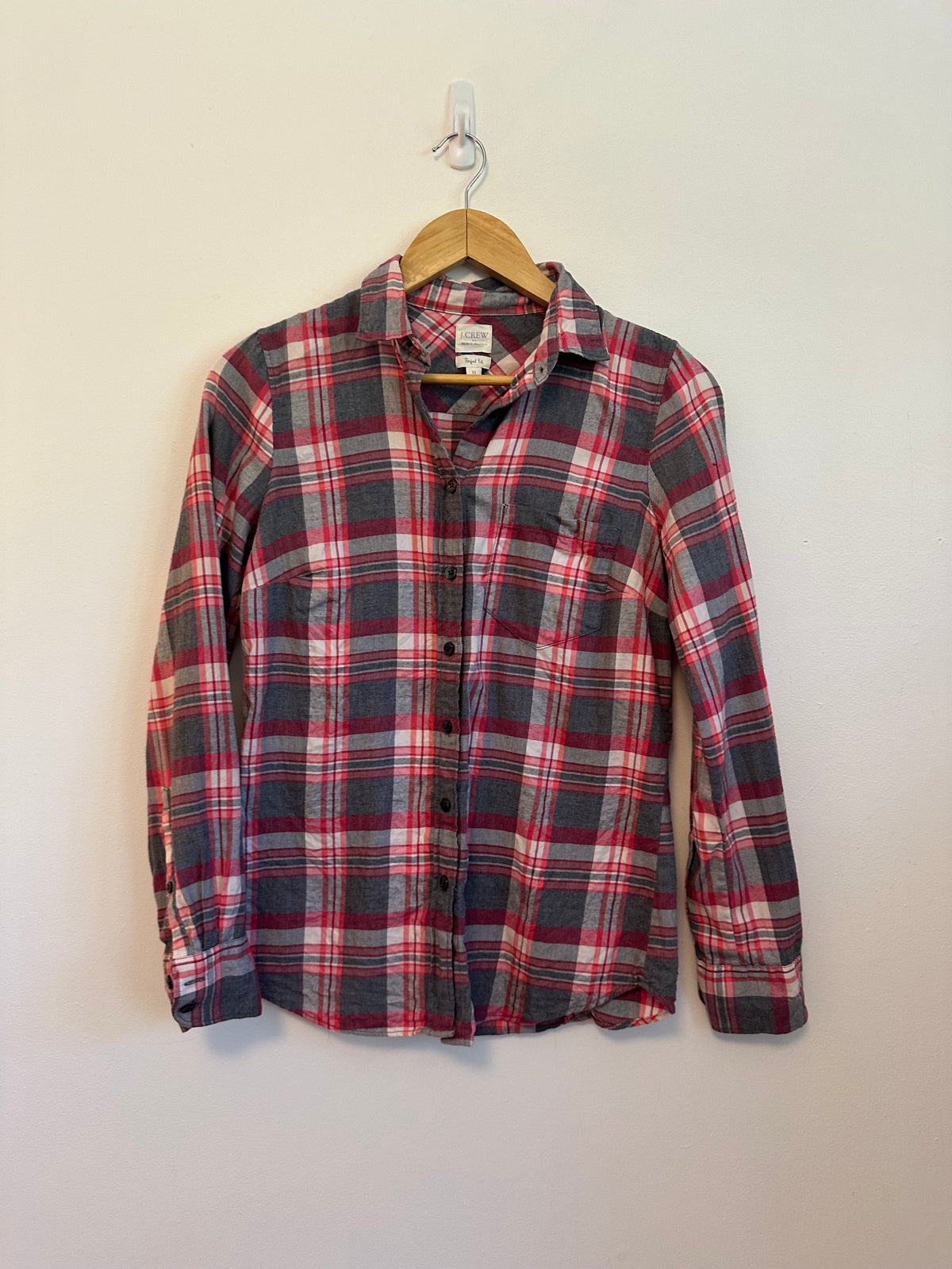 J. Crew Perfect Fit Cotton Flannel Plaid Button Down Shirt | Size XS