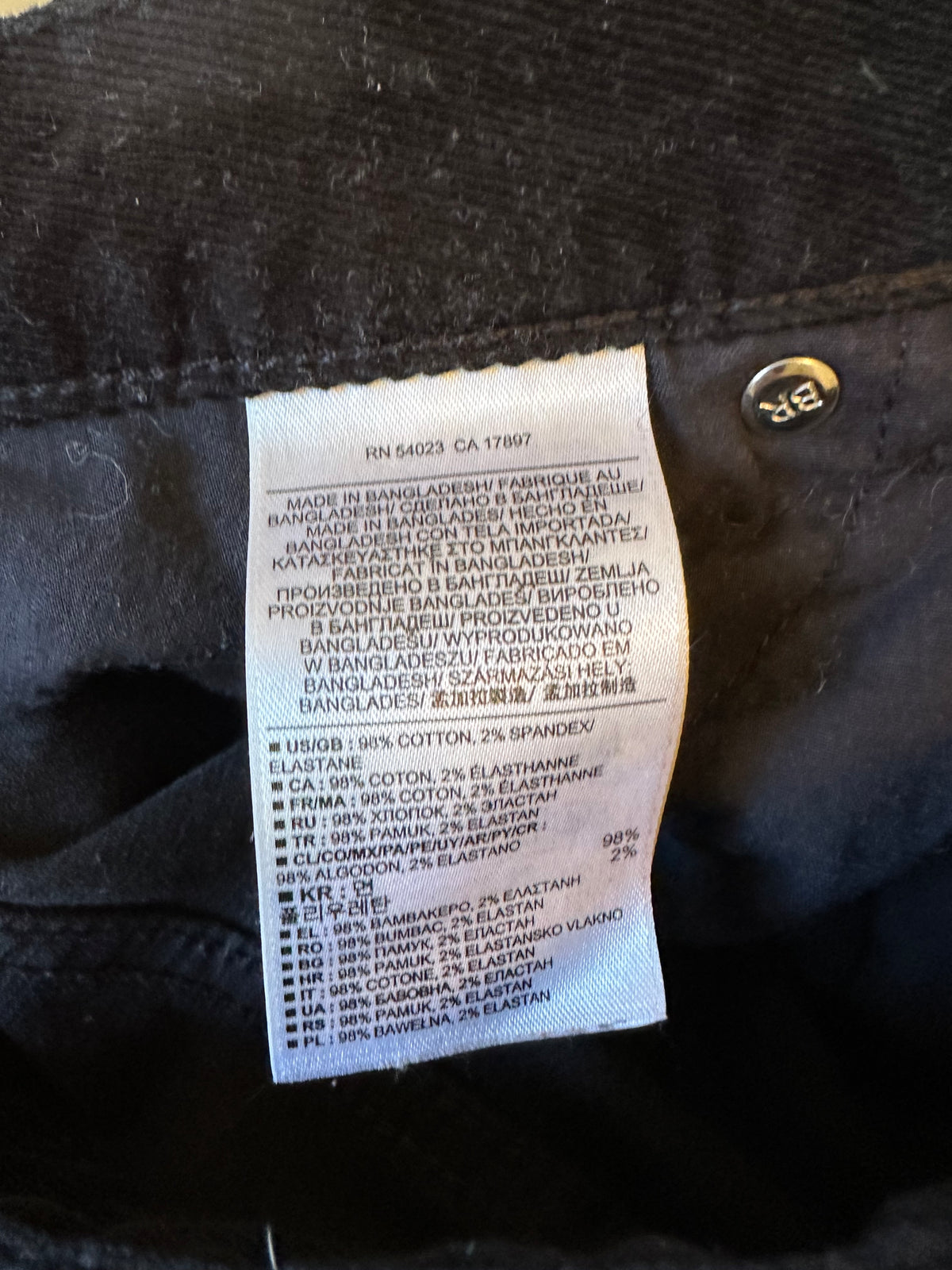 Banana Republic Black Corduroy Skinny Fit Pants | Size 27/4