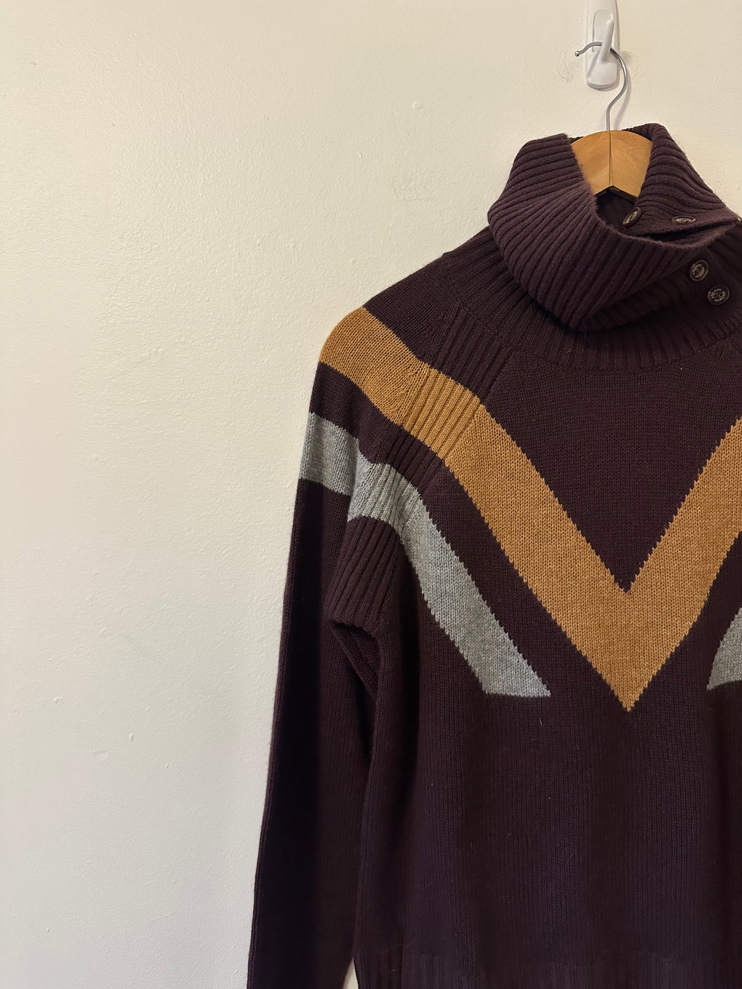 Alps & Meters Women's Ski Race Knit Wool-Cashmere Top in Maroon | Size Large