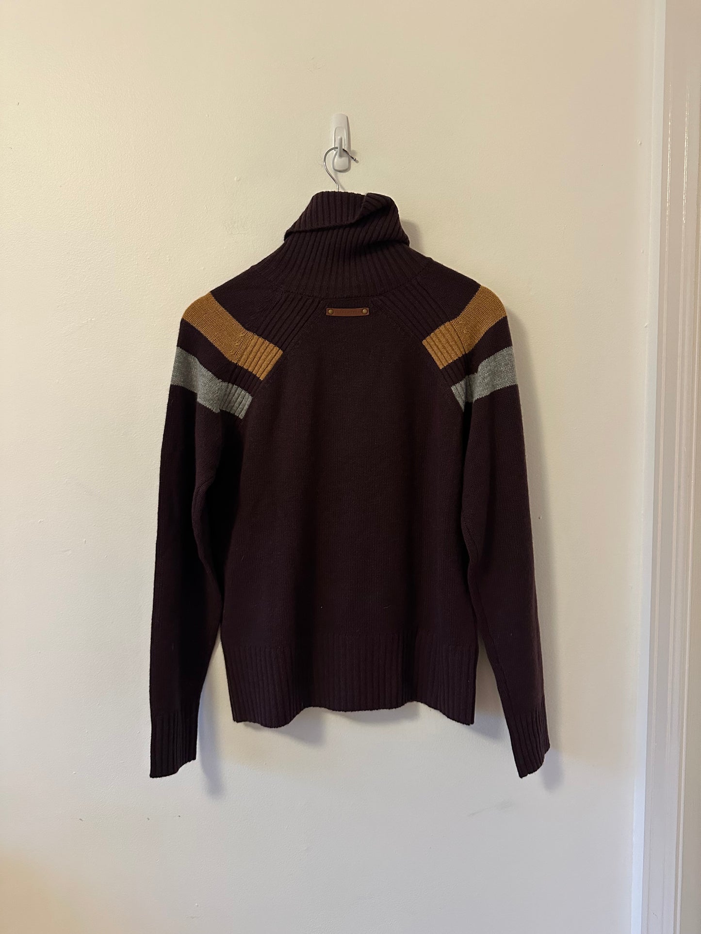 Alps & Meters Women's Ski Race Knit Wool-Cashmere Top in Maroon | Size Large