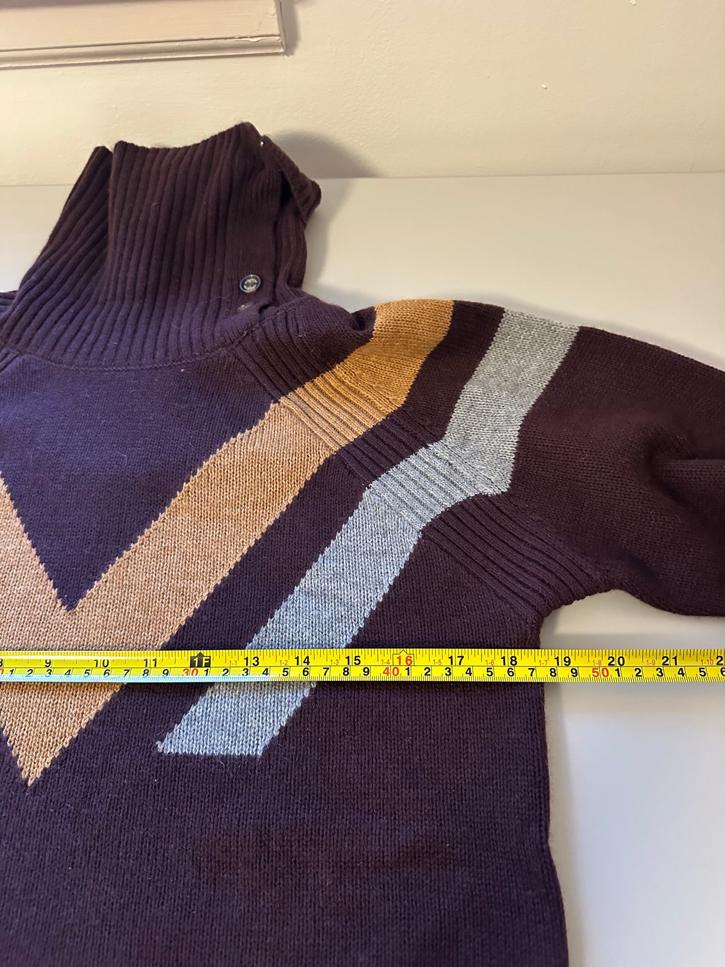 Alps & Meters Women's Ski Race Knit Wool-Cashmere Top in Maroon | Size Large