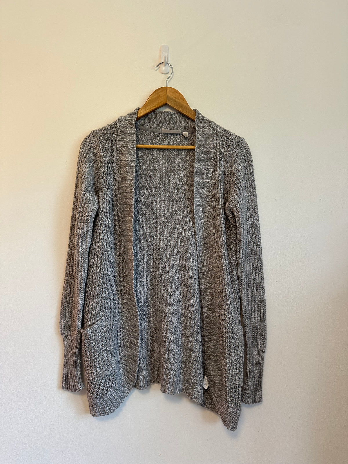 RD Style Gray Marl Chunky Knit Open Front Cardigan Sweater | Size XS