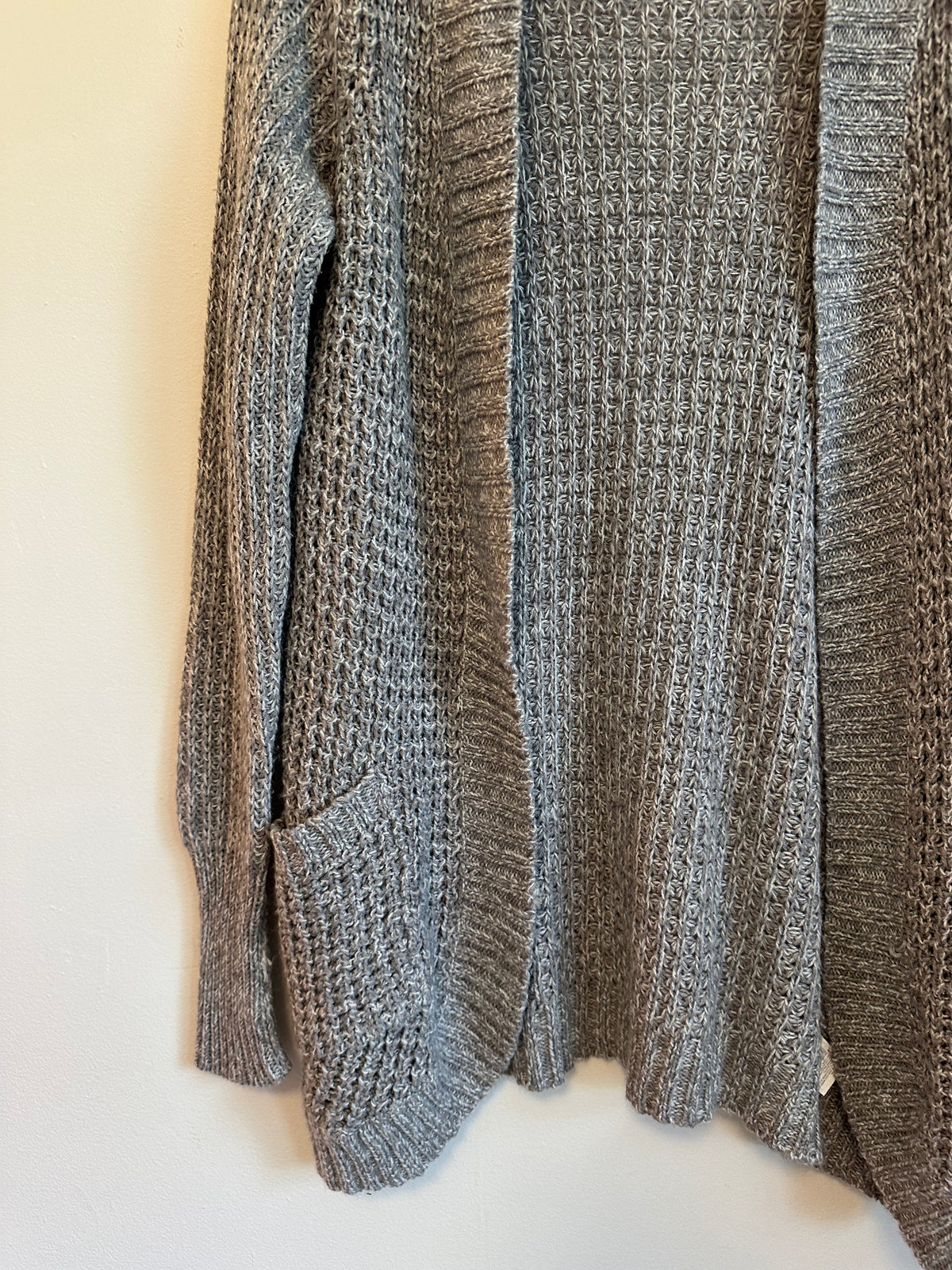 RD Style Gray Marl Chunky Knit Open Front Cardigan Sweater | Size XS