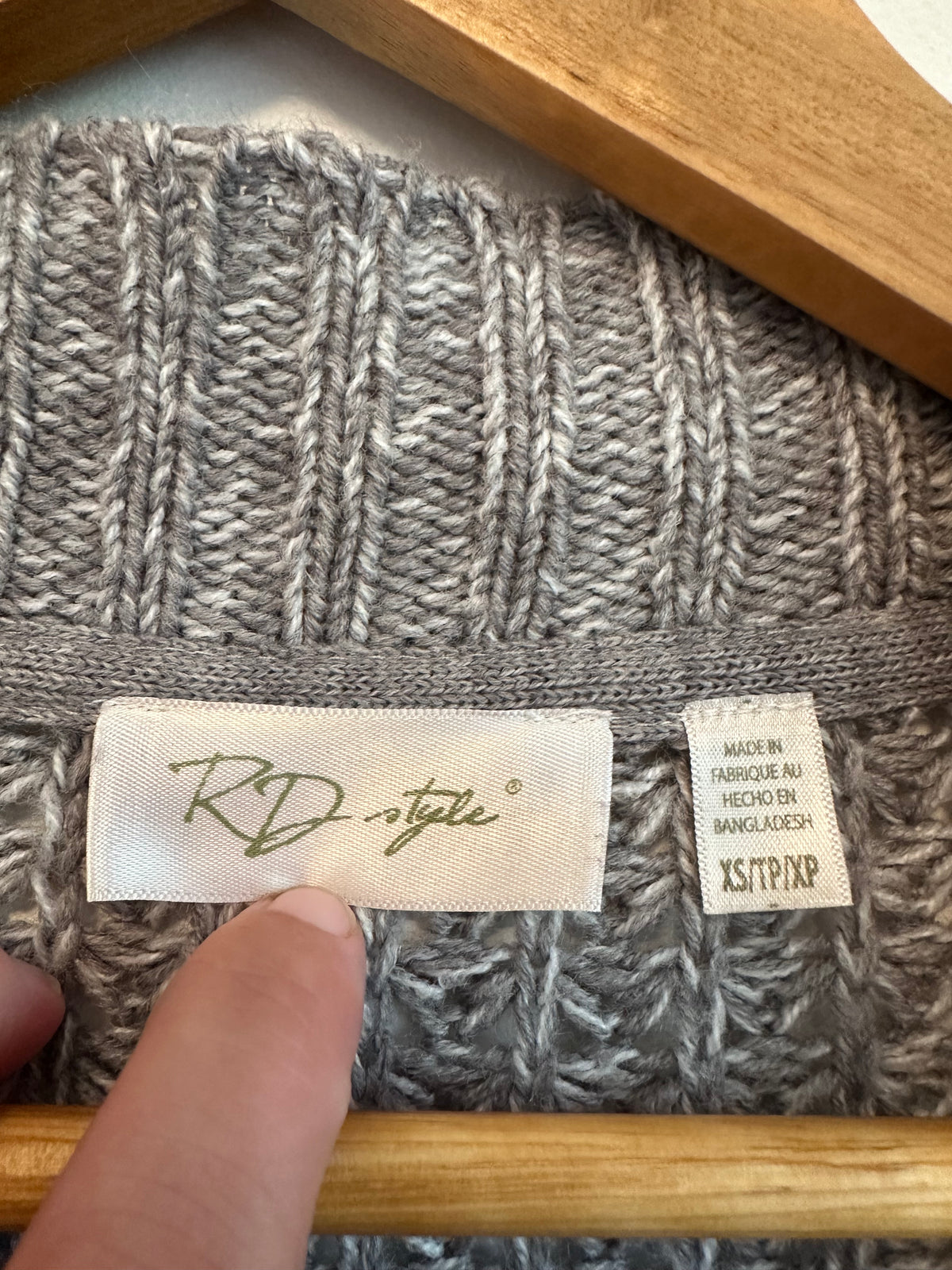 RD Style Gray Marl Chunky Knit Open Front Cardigan Sweater | Size XS