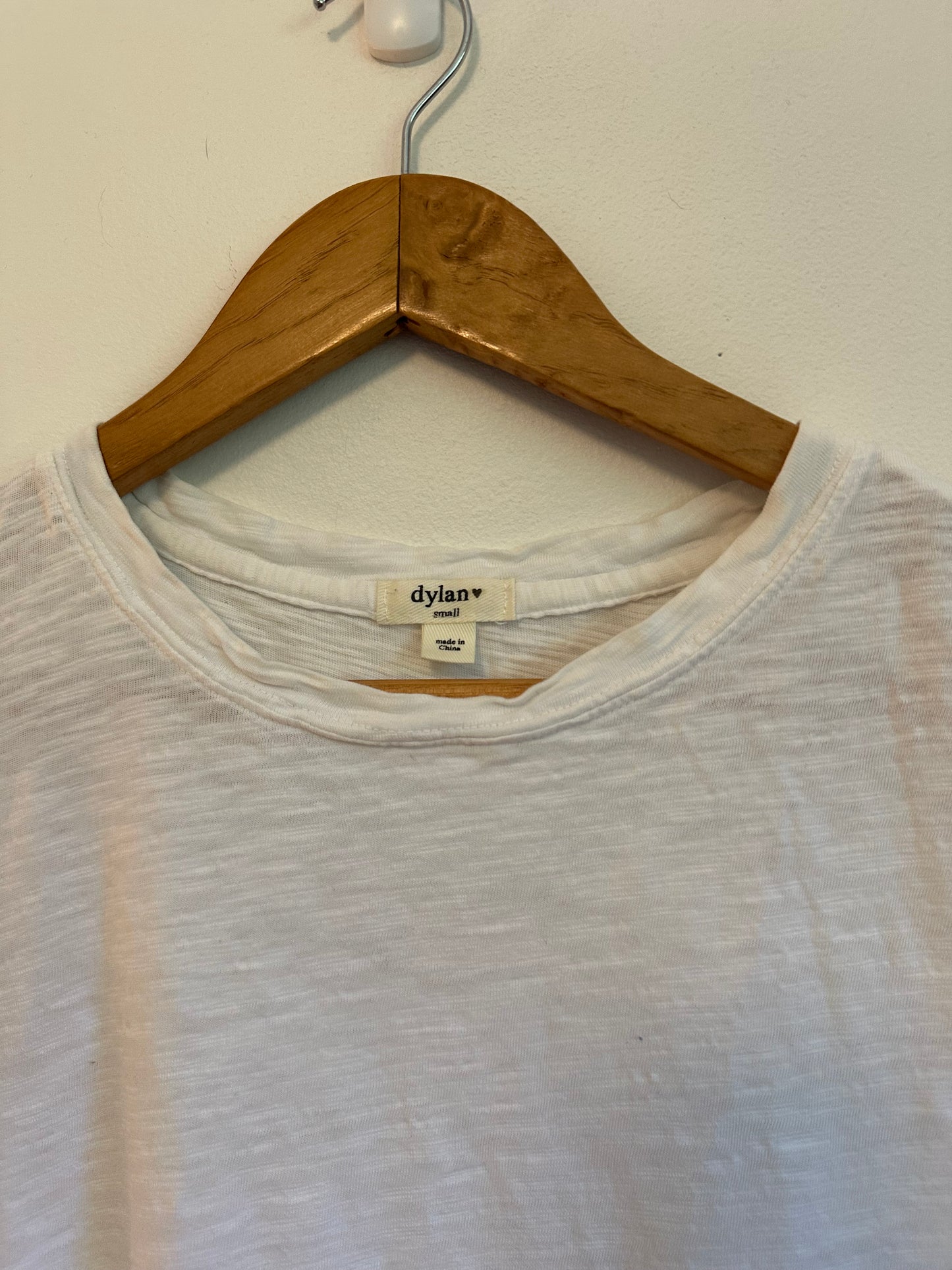 Dylan White Slub Cotton Peplum Short Sleeve Crewneck T-Shirt | Size Small