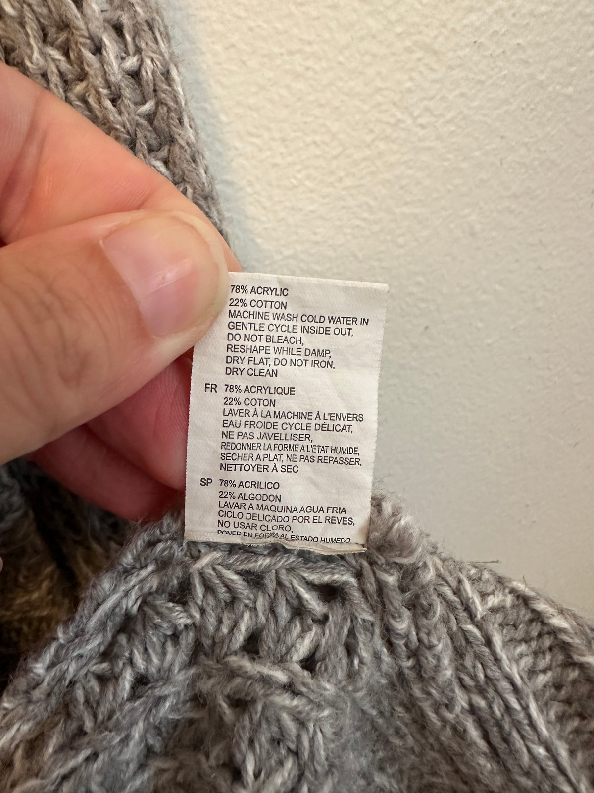 RD Style Gray Marl Chunky Knit Open Front Cardigan Sweater | Size XS