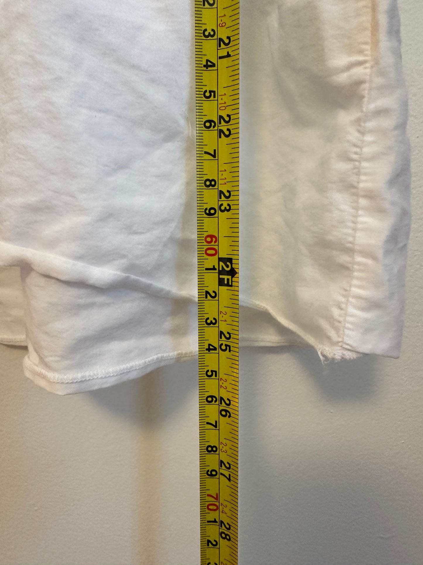 Dylan White Slub Cotton Peplum Short Sleeve Crewneck T-Shirt | Size Small