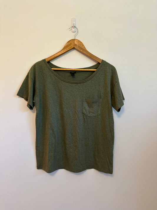 J.Crew Olive Green Heather Scoop Neck Pocket Short Sleeve T-Shirt | Size Small