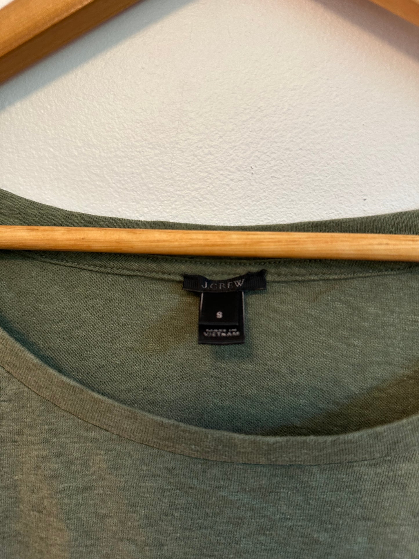 J.Crew Olive Green Heather Scoop Neck Pocket Short Sleeve T-Shirt | Size Small