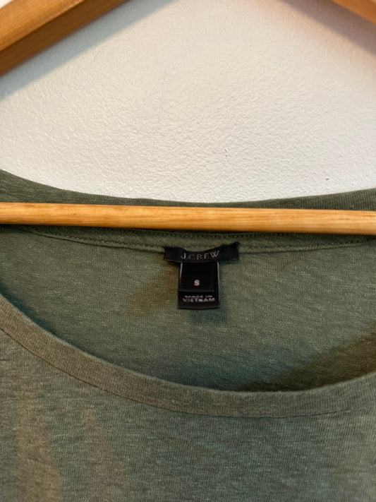J.Crew Olive Green Heather Scoop Neck Pocket Short Sleeve T-Shirt | Size Small
