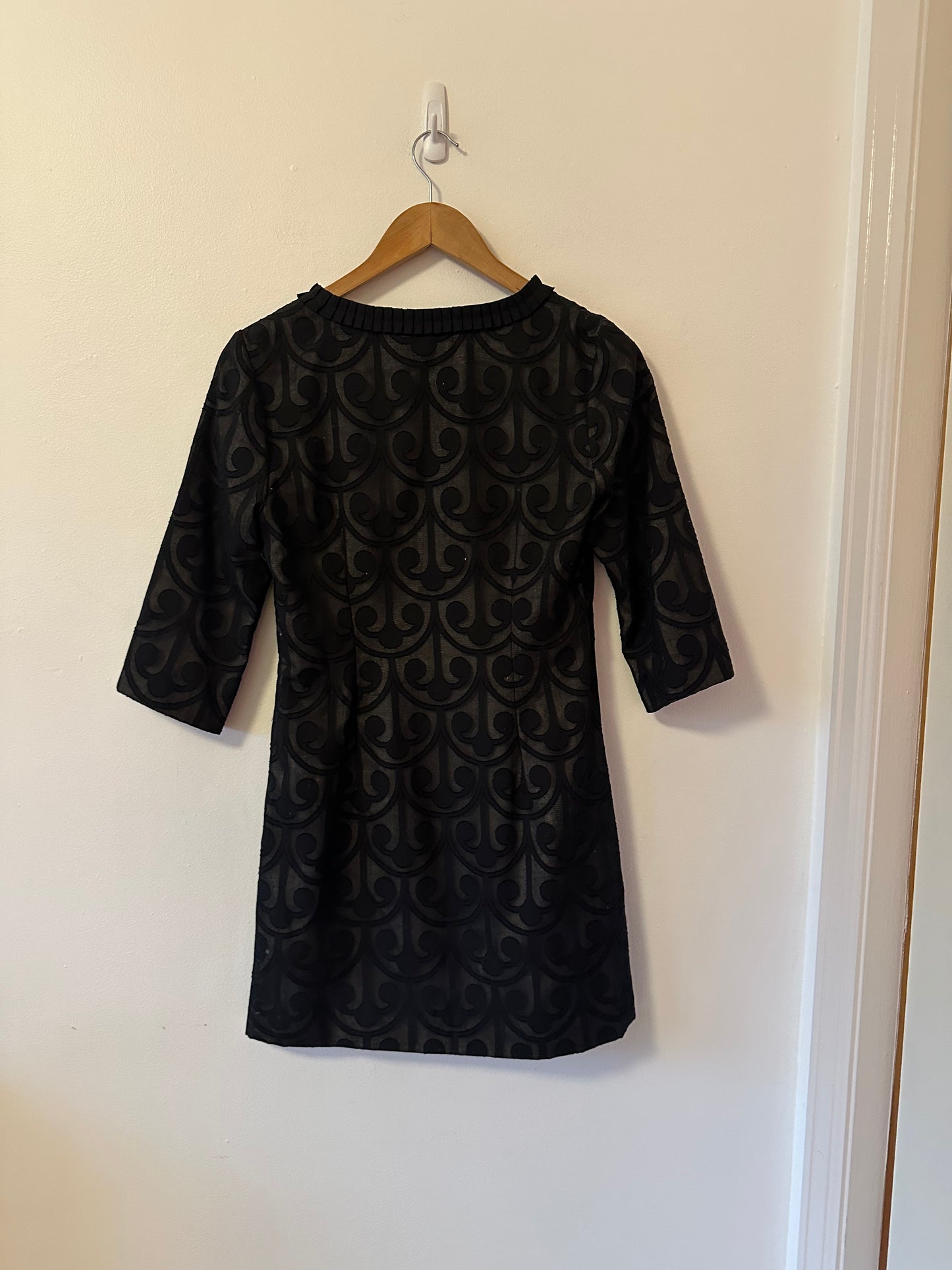 Milly Vintage Black Sheer Lace Tunic Champagne Lined Satin Dress | Size 4