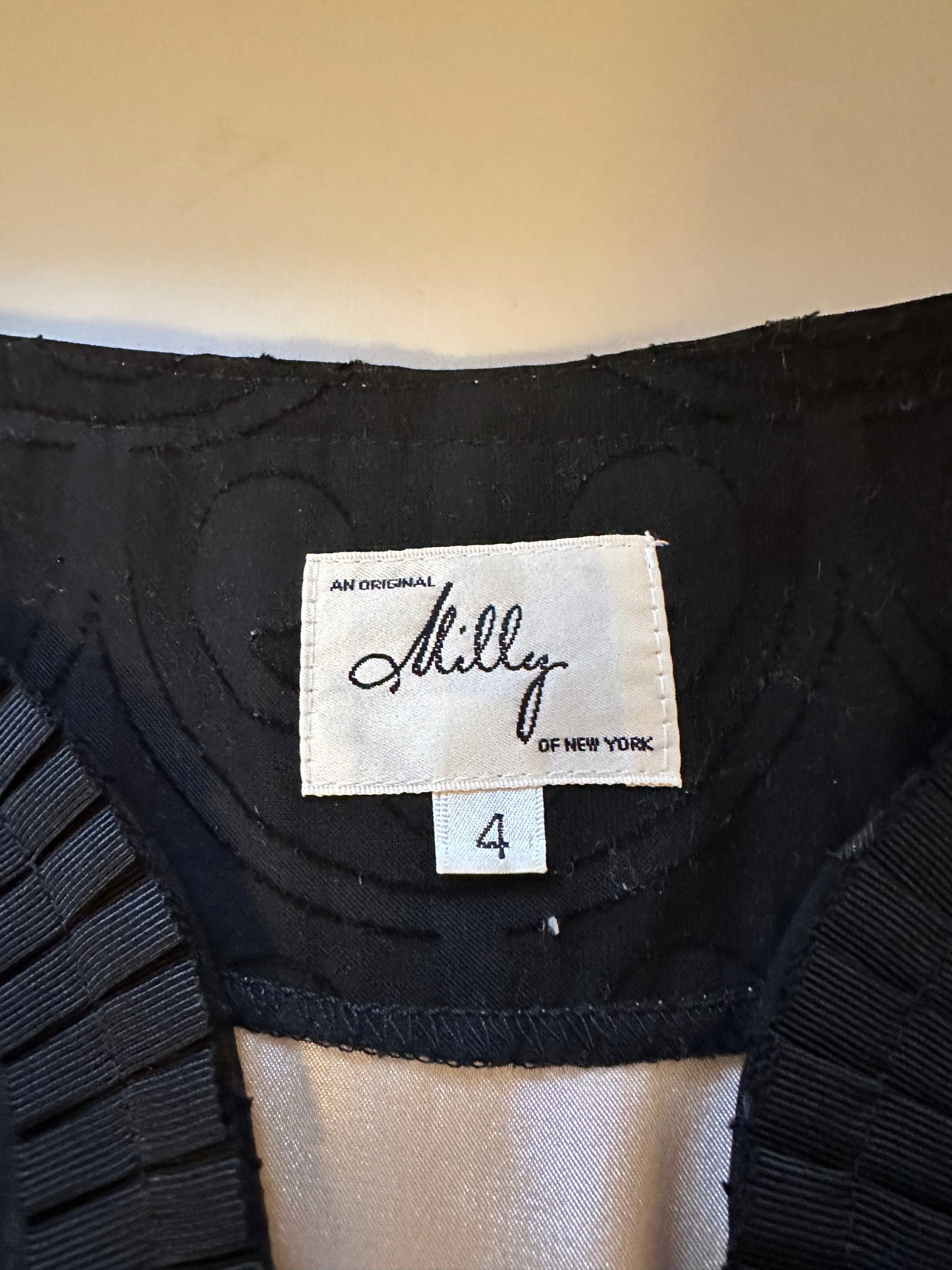 Milly Vintage Black Sheer Lace Tunic Champagne Lined Satin Dress | Size 4