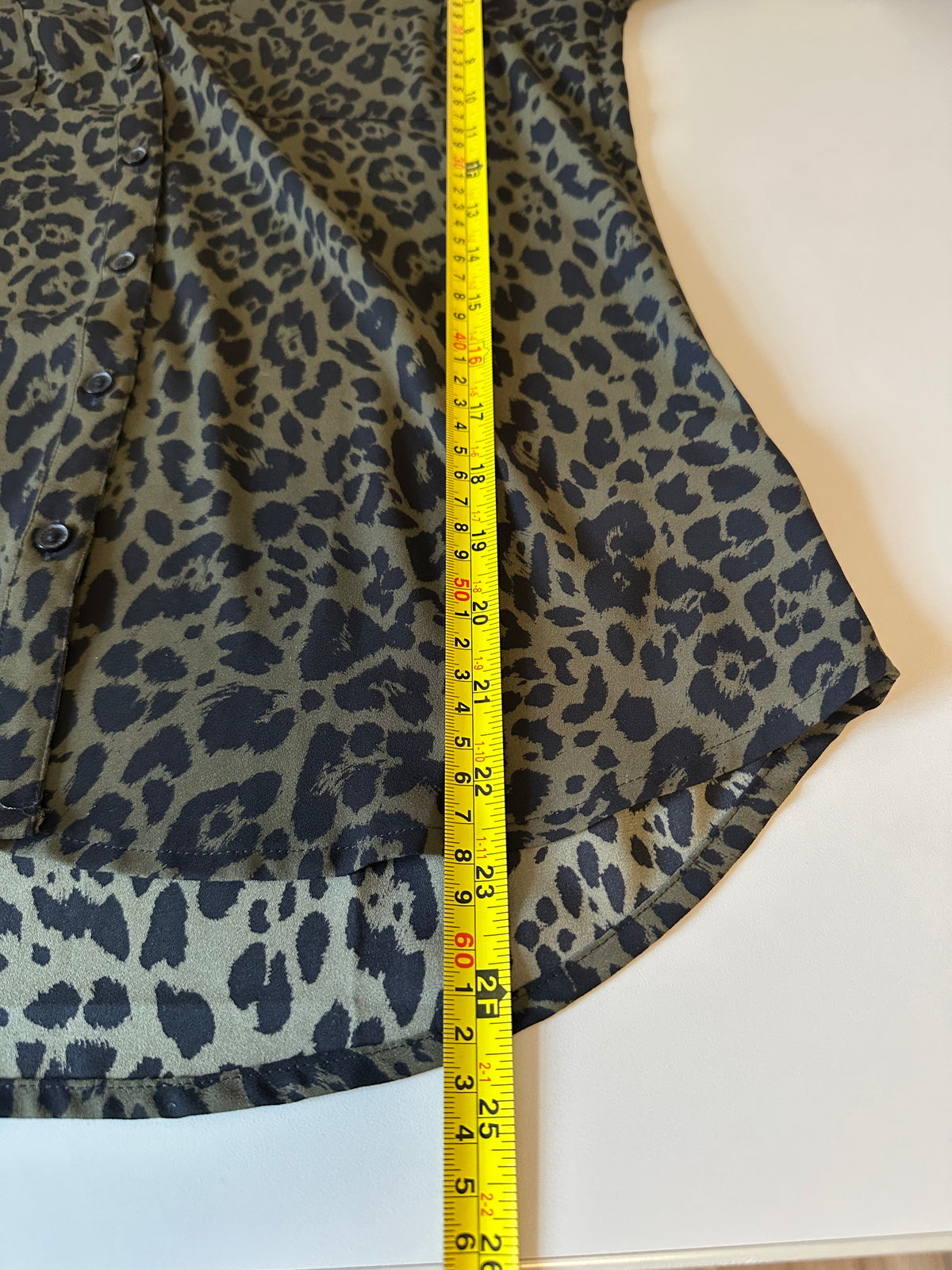 Express Portofino Slim Fit Leopard Print Button Down Shirt in Olive Green | Size  Small