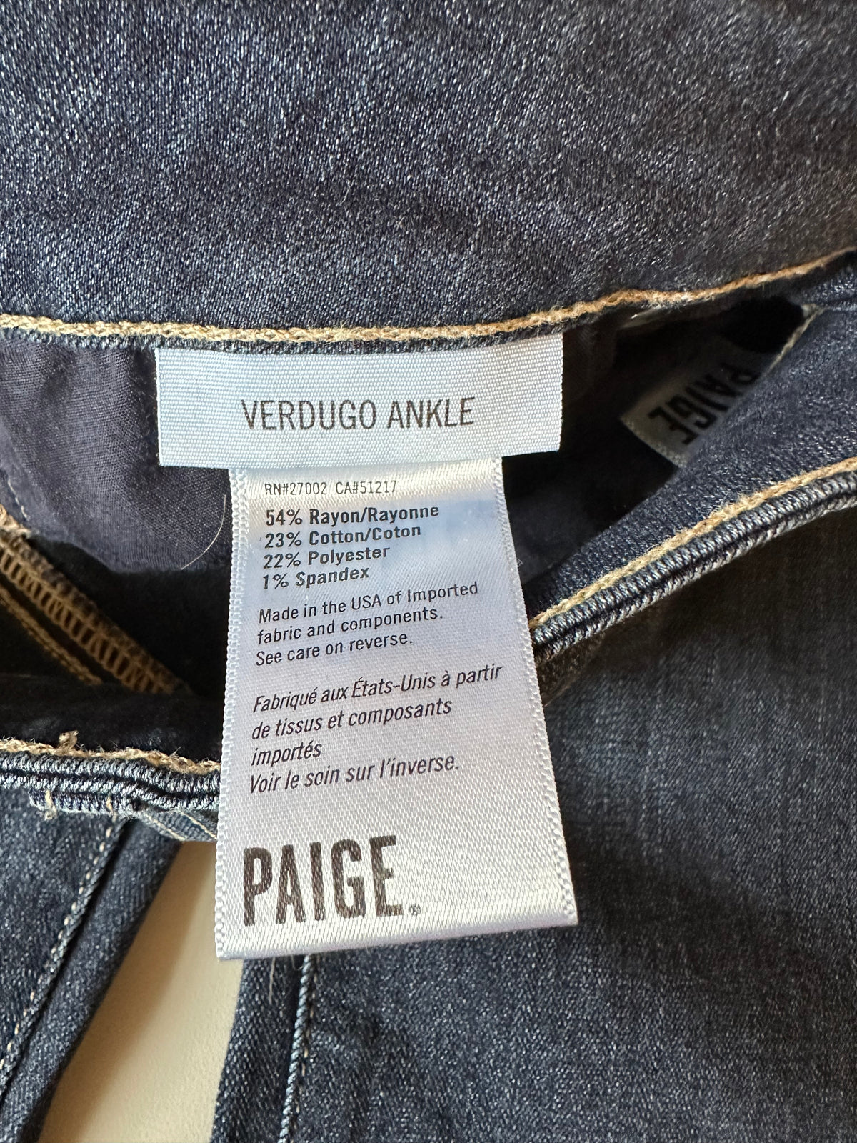 Paige Verdugo Ankle Dark Wash Skinny Jeans | Size 26