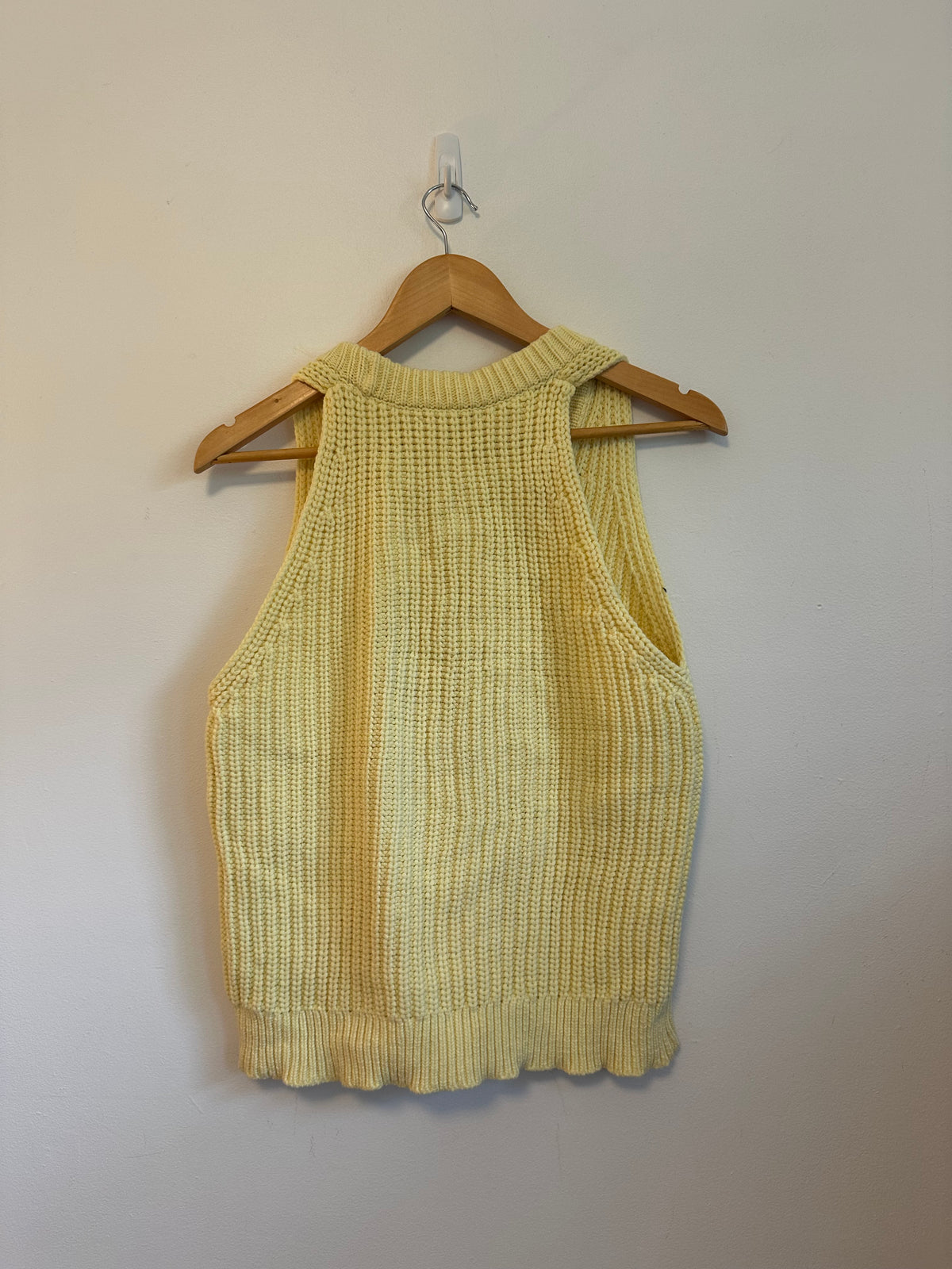 Madewell Pale Yellow Chunky Ribbed Knit Button Front Sweater Vest | Size Small