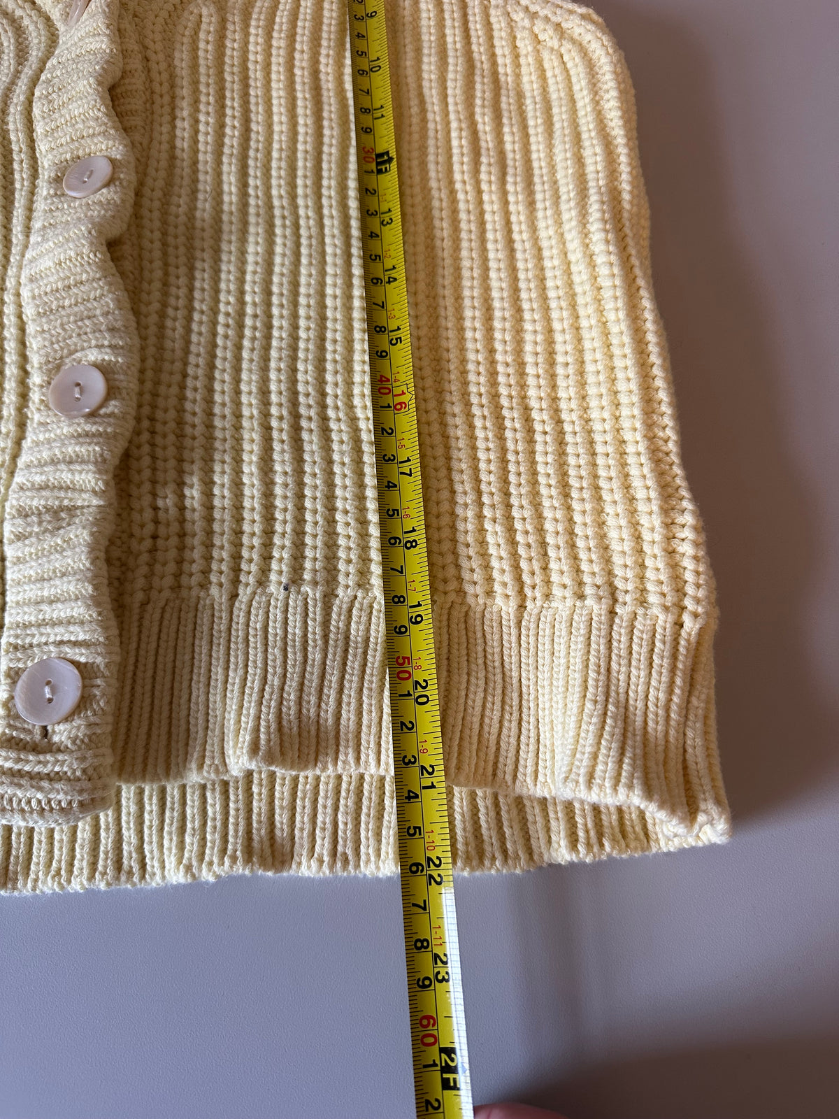 Madewell Pale Yellow Chunky Ribbed Knit Button Front Sweater Vest | Size Small