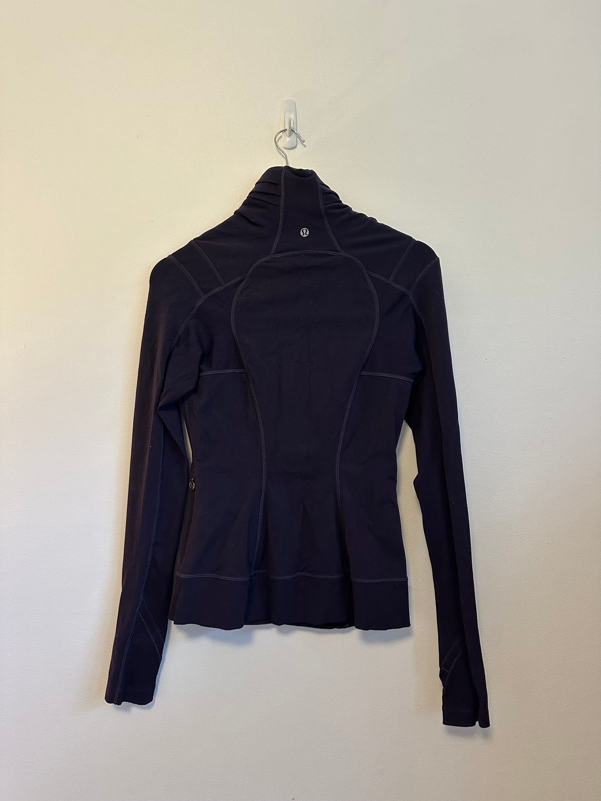 Lululemon In Flux Jacket Navy Blue Asymmetrical Zip Funnel Neck | Size 4