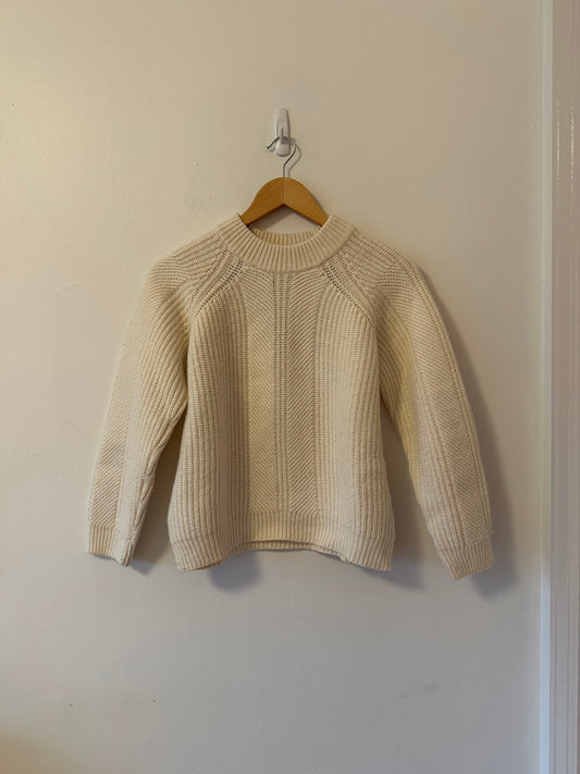 Naadam Cream Textured Wool and Cashmere Crewneck Sweater | Size Medium