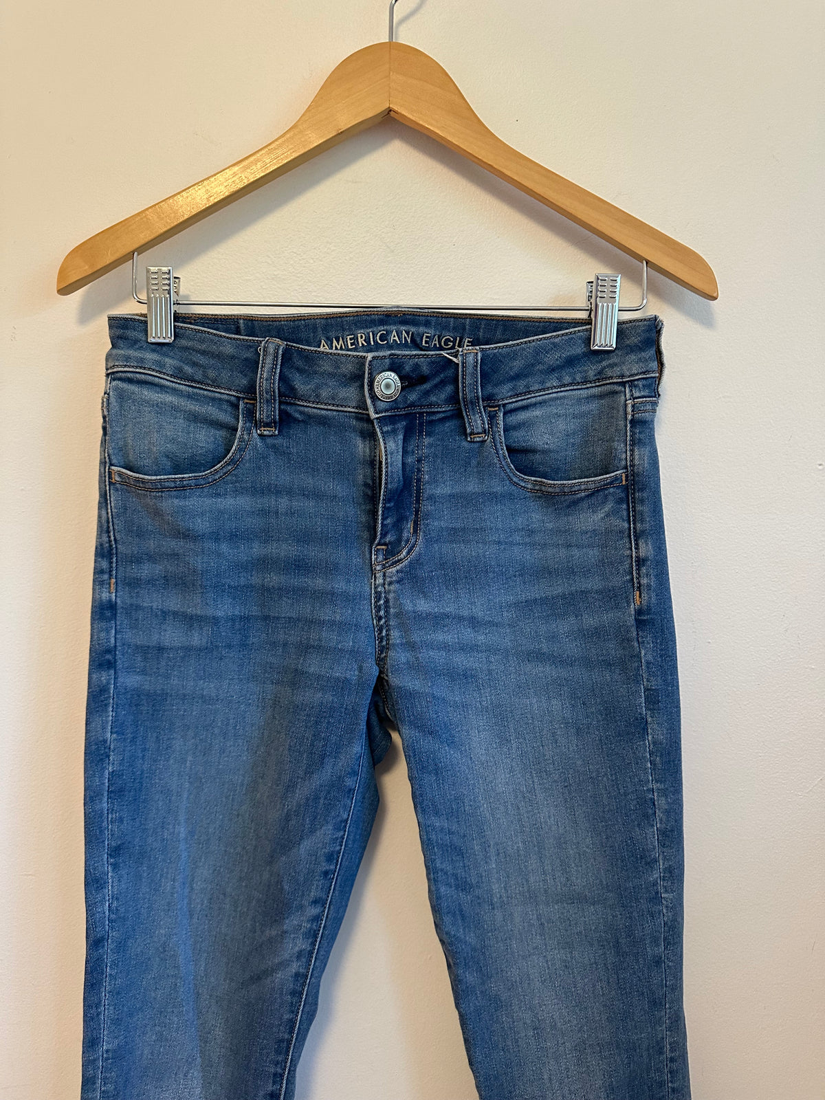 American Eagle Next Level Stretch Skinny Jeans in Blue Denim | Size 4 Short