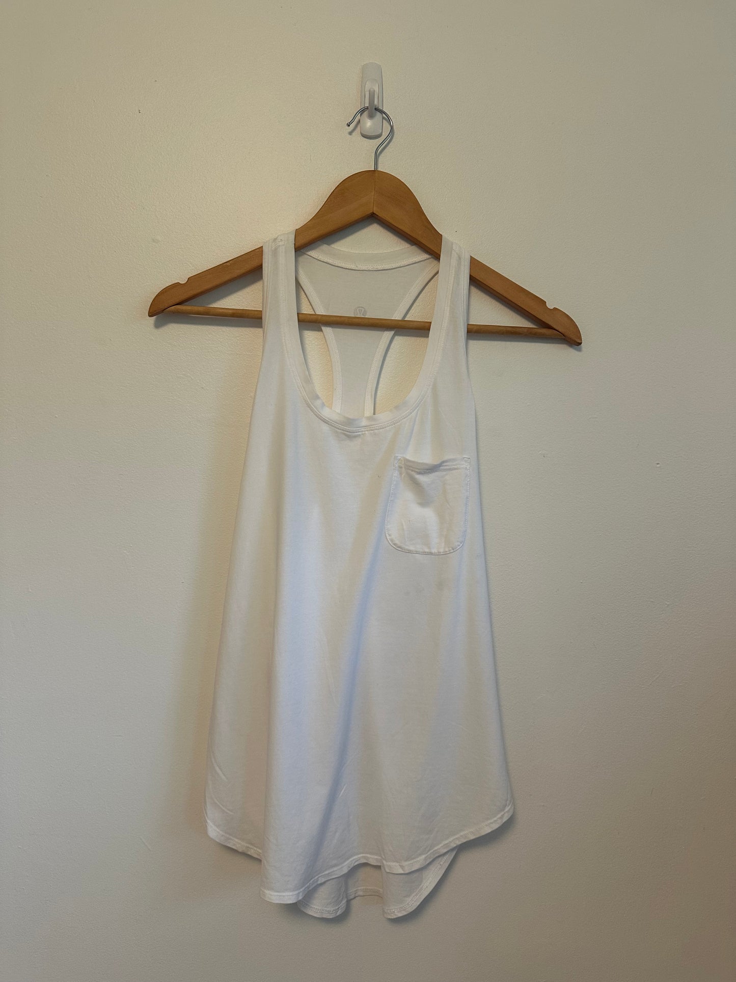 Lululemon White Racerback Tank Top with Chest Pocket and Scoop Neck