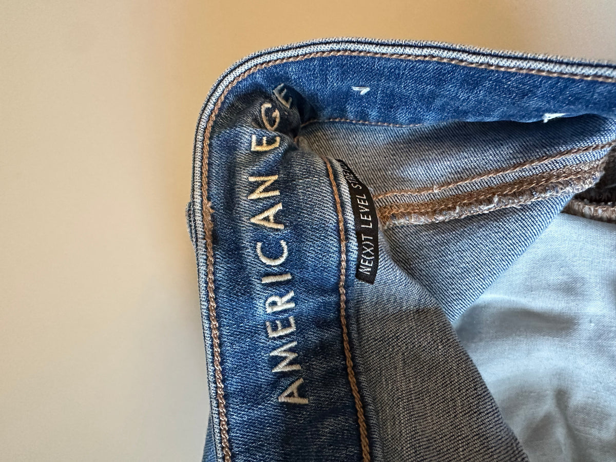 American Eagle Next Level Stretch Skinny Jeans in Blue Denim | Size 4 Short