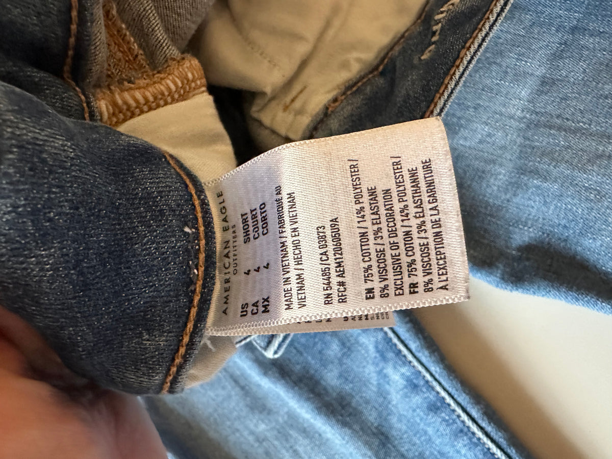 American Eagle Next Level Stretch Skinny Jeans in Blue Denim | Size 4 Short