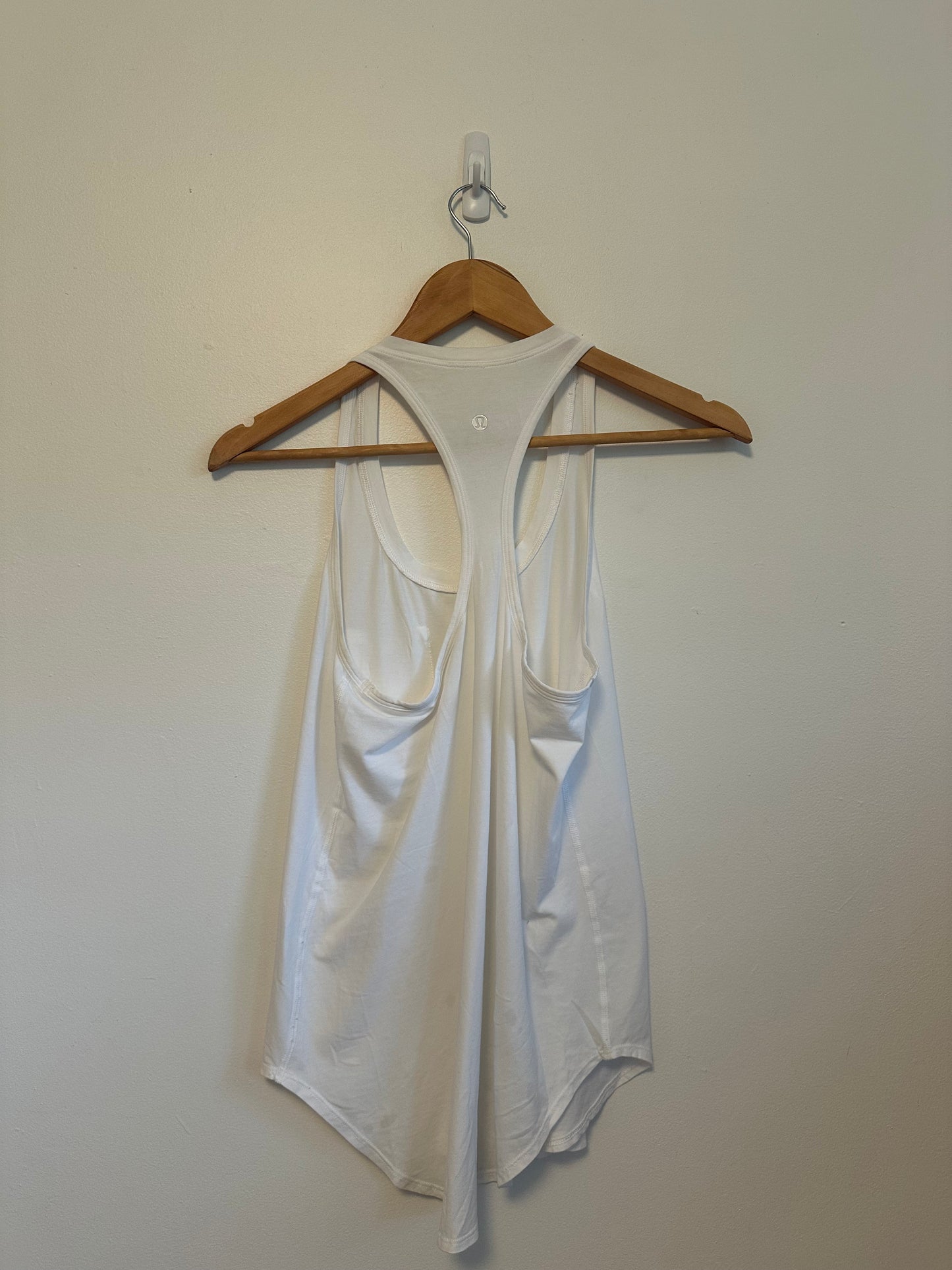 Lululemon White Racerback Tank Top with Chest Pocket and Scoop Neck