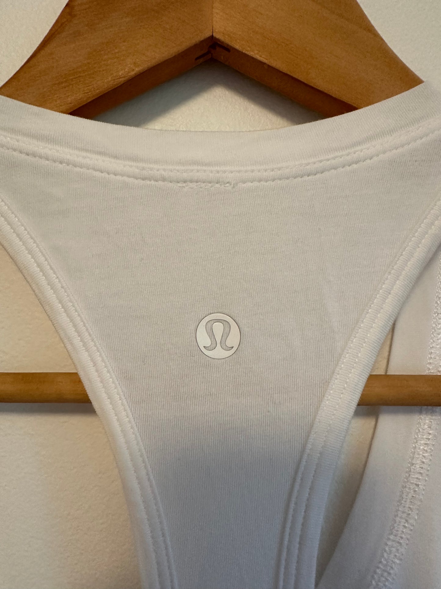 Lululemon White Racerback Tank Top with Chest Pocket and Scoop Neck