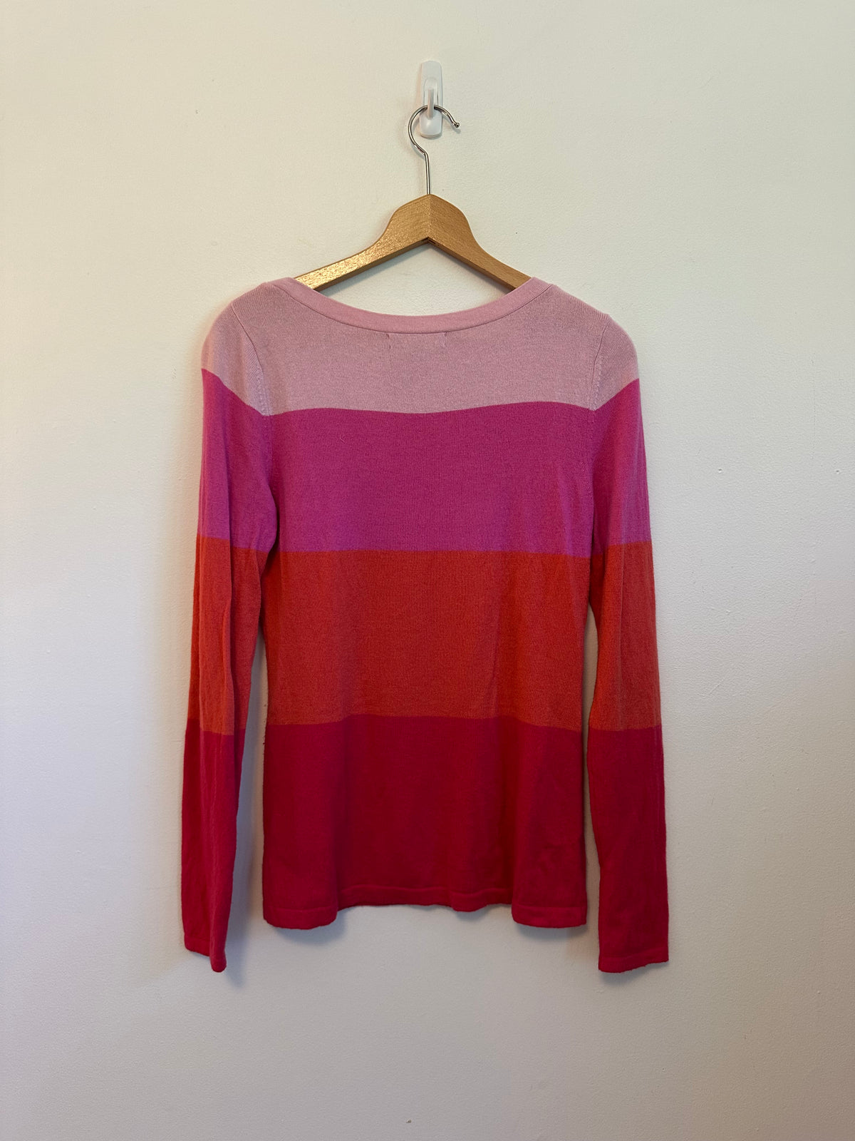 Banana Republic Pink and Red Colorblock Crewneck Knit Sweater | Size Small