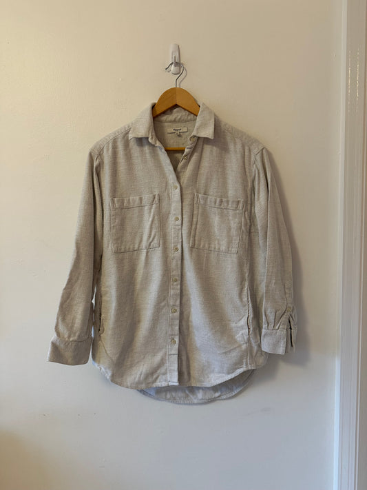 Madewell Oversized Flannel Shirt Jacket in Oatmeal | Size Small